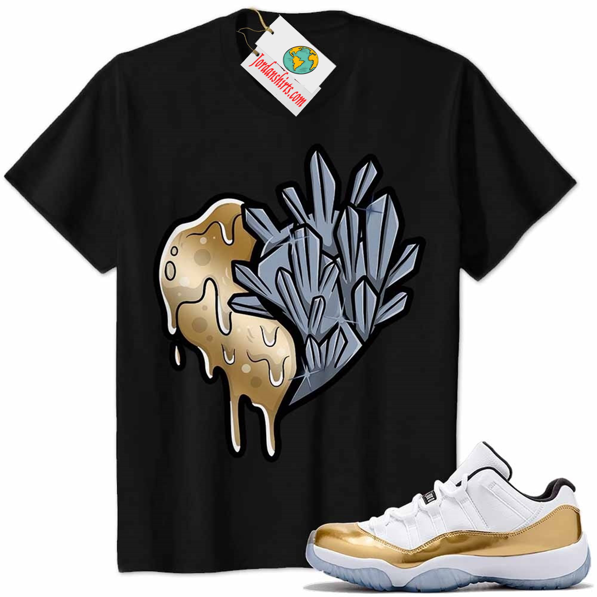 Jordan 11 Shirt, Crystal And Melt Heart Black Air Jordan 11 Metallic Gold 11s Size Up To 5xl