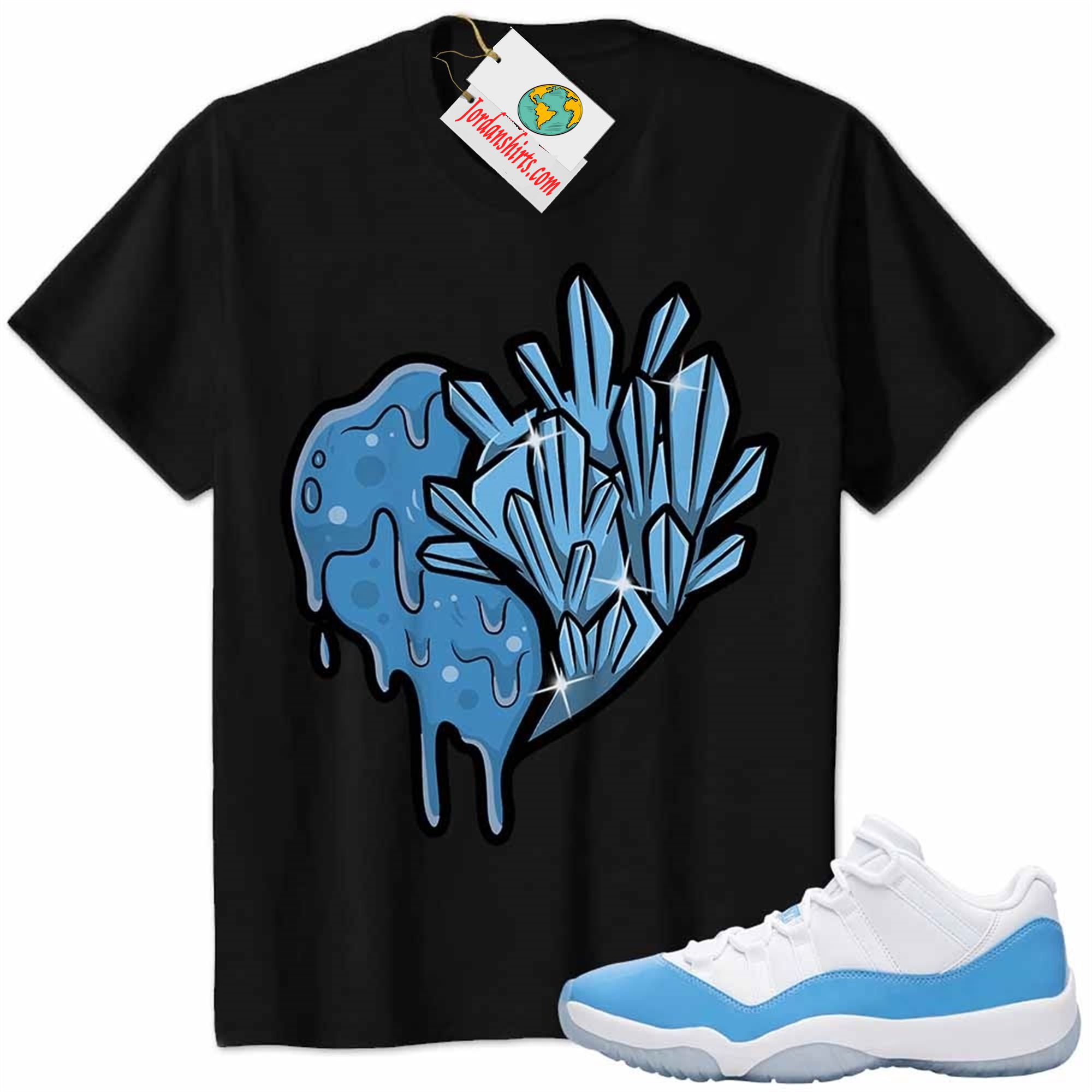 Jordan 11 Shirt, Crystal And Melt Heart Black Air Jordan 11 Unc 11s Full Size Up To 5xl