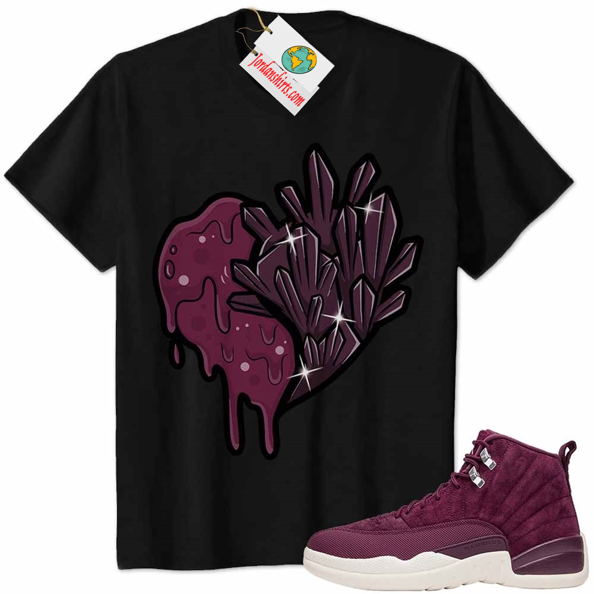 Jordan 12 Shirt, Crystal And Melt Heart Black Air Jordan 12 Bordeaux 12s Full Size Up To 5xl