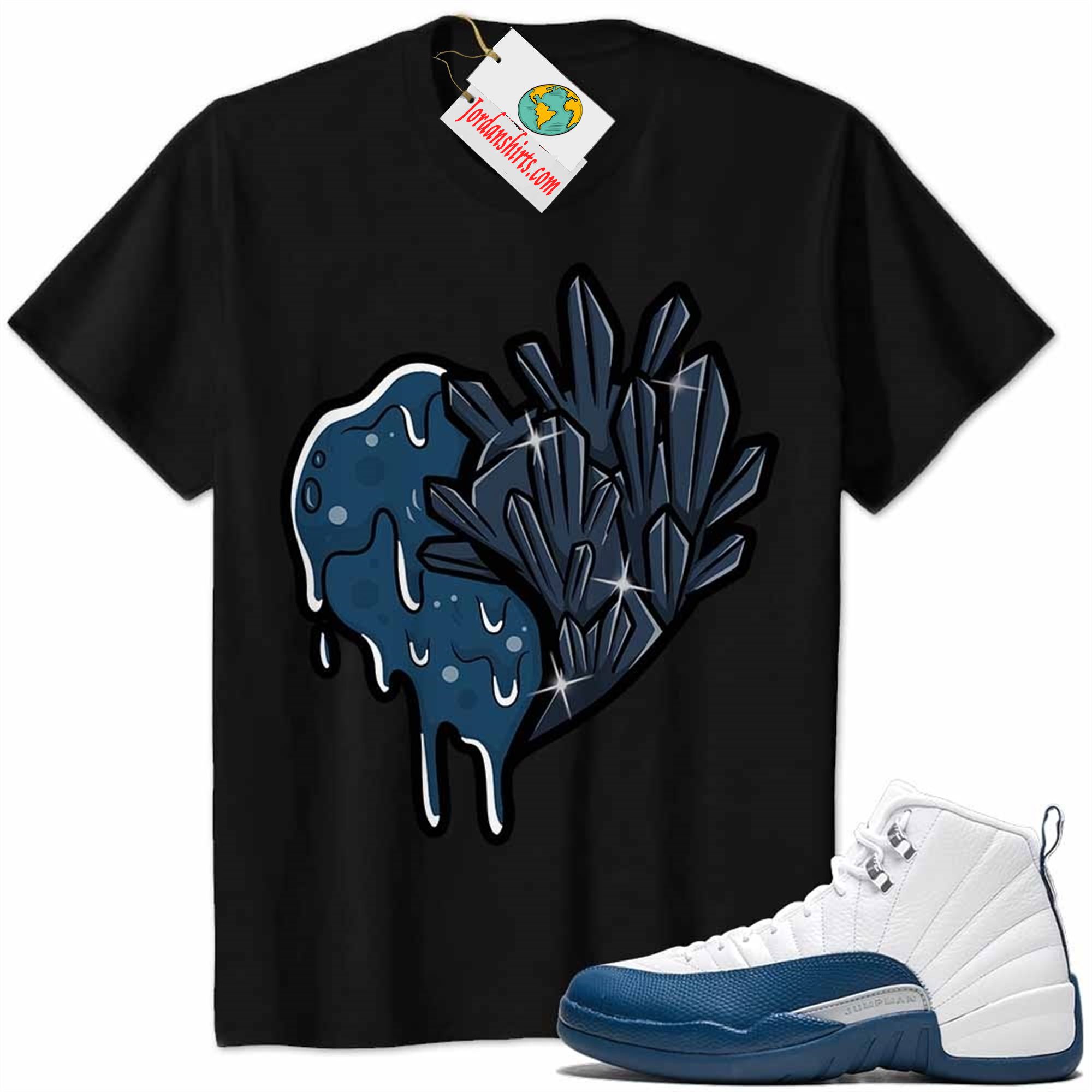 Jordan 12 Shirt, Crystal And Melt Heart Black Air Jordan 12 French Blue 12s Plus Size Up To 5xl