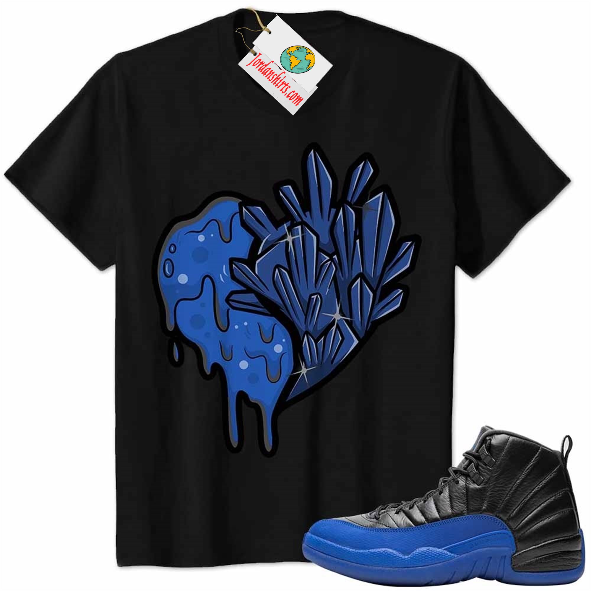 Jordan 12 Shirt, Crystal And Melt Heart Black Air Jordan 12 Game Royal 12s Plus Size Up To 5xl