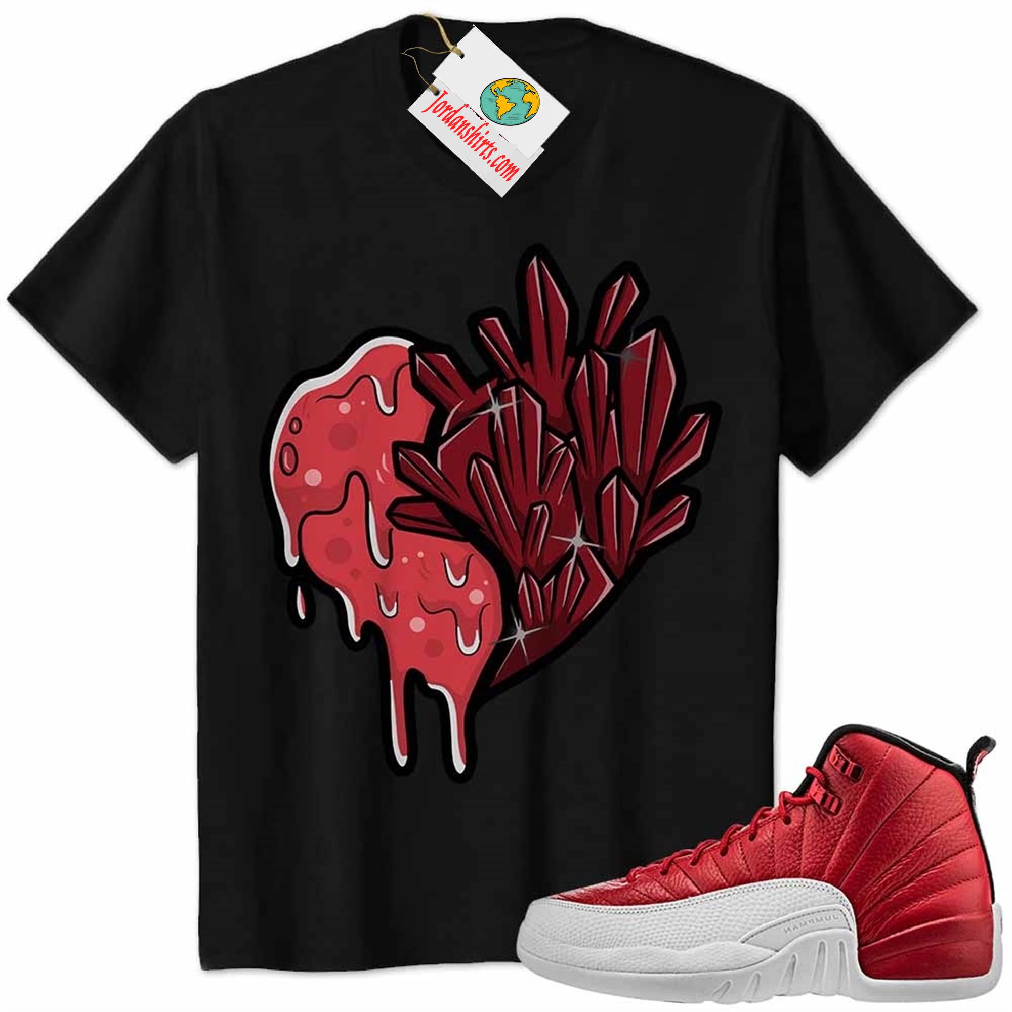 Jordan 12 Shirt, Crystal And Melt Heart Black Air Jordan 12 Gym Red 12s Plus Size Up To 5xl