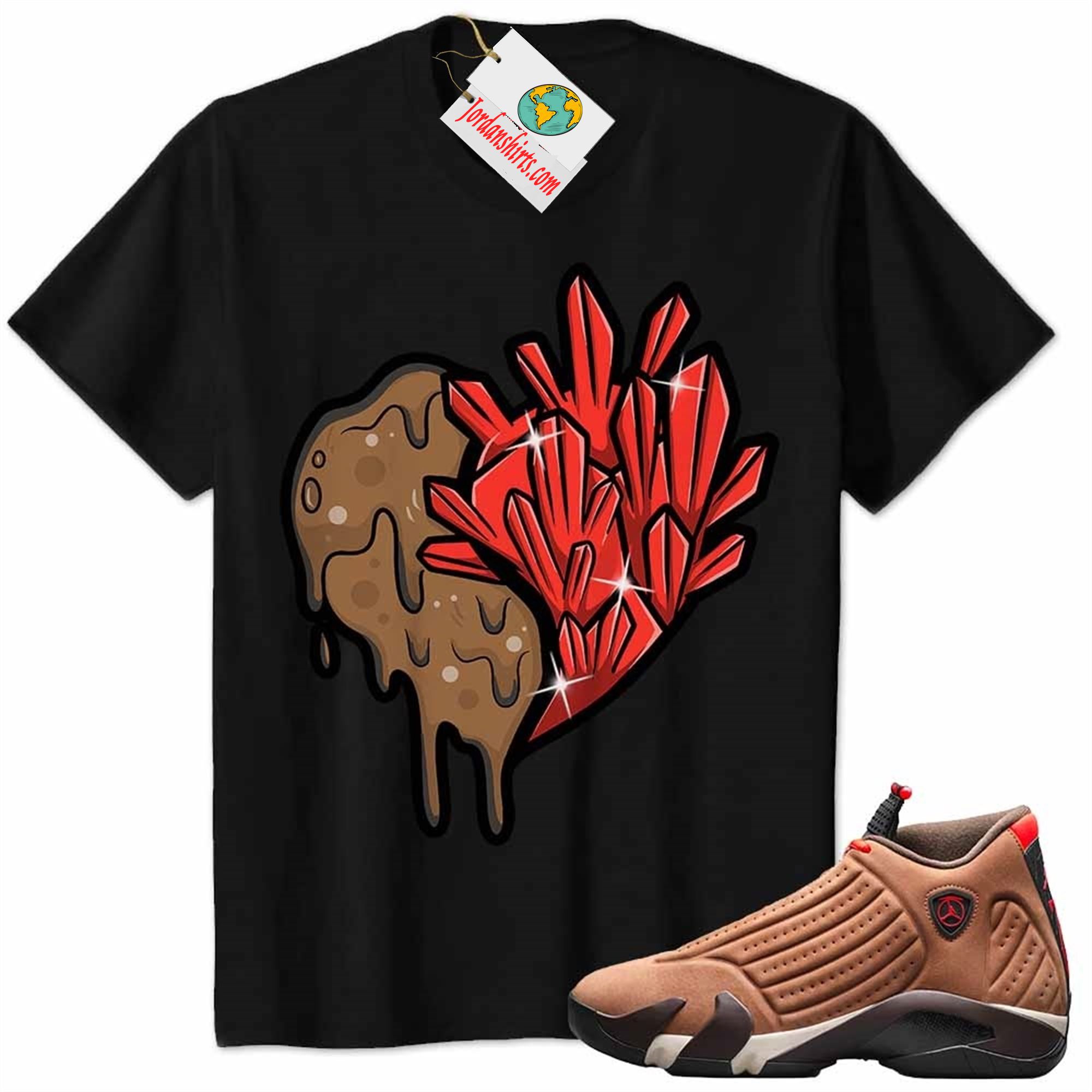 Jordan 14 Shirt, Crystal And Melt Heart Black Air Jordan 14 Winterized 14s Full Size Up To 5xl