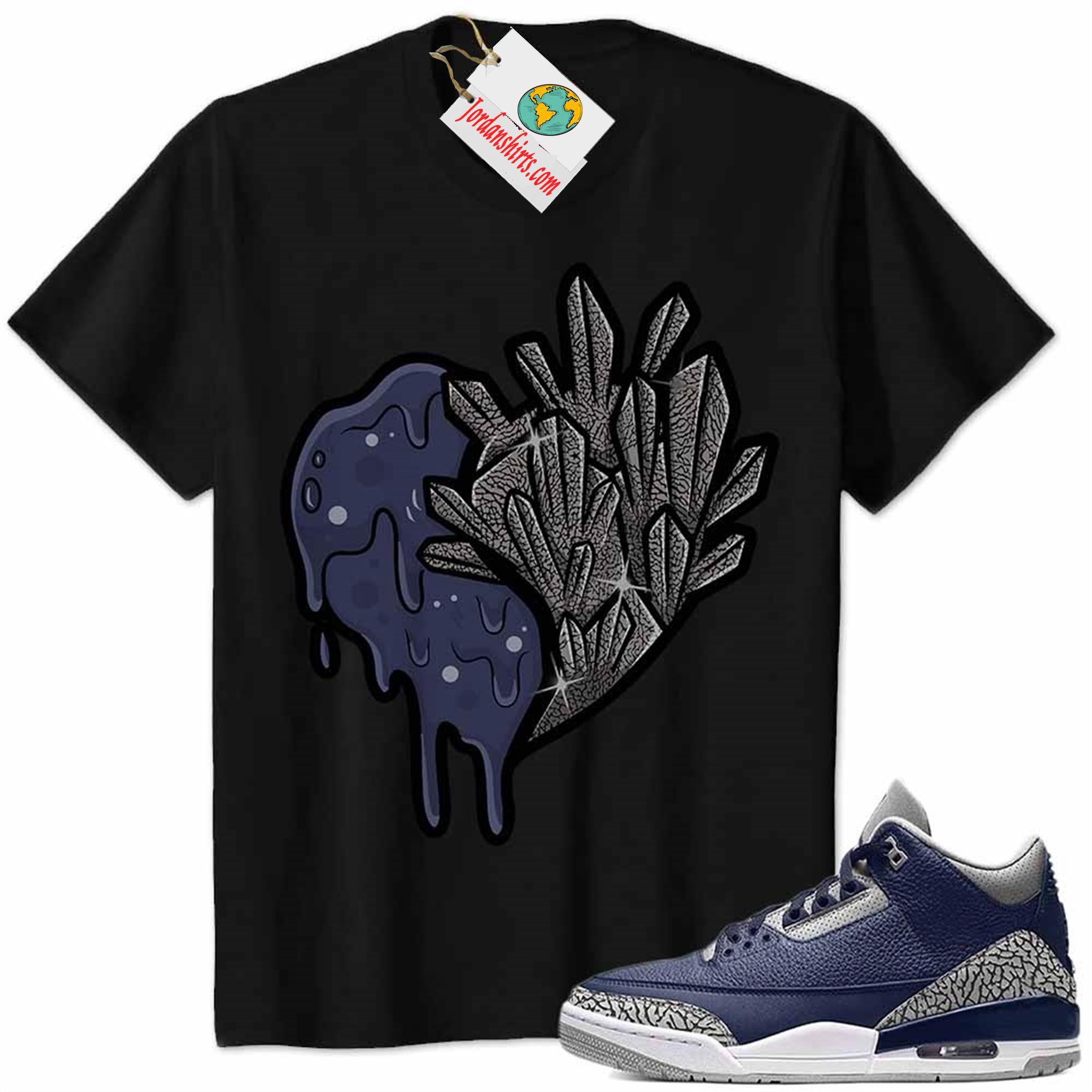 Jordan 3 Shirt, Crystal And Melt Heart Black Air Jordan 3 Georgetown Midnight Navy 3s Full Size Up To 5xl