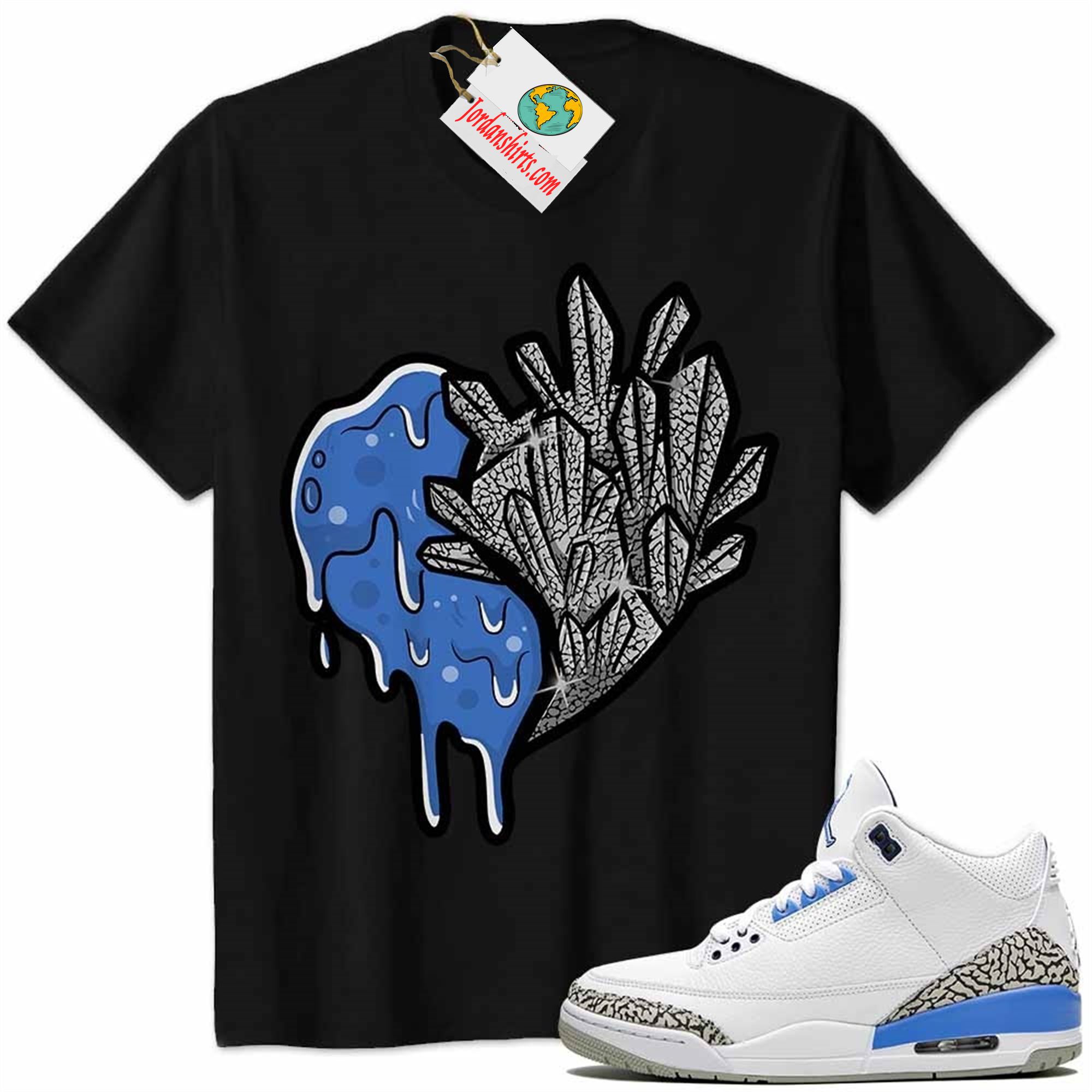 Jordan 3 Shirt, Crystal And Melt Heart Black Air Jordan 3 Unc 3s Plus Size Up To 5xl