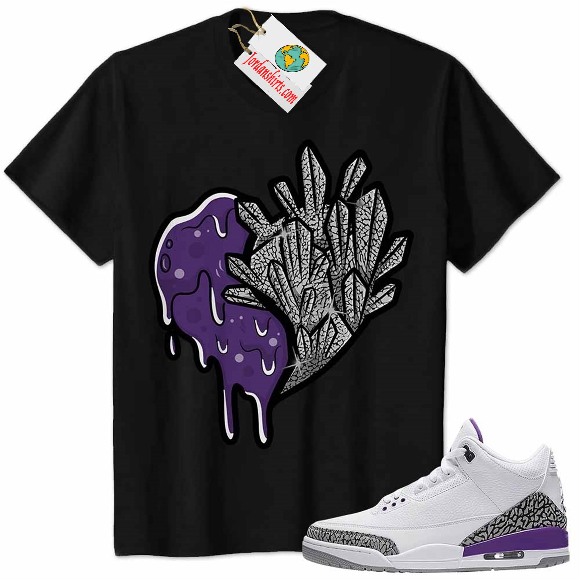 Jordan 3 Shirt, Crystal And Melt Heart Black Air Jordan 3 Wmns Dark Iris Violet Ore 3s Size Up To 5xl