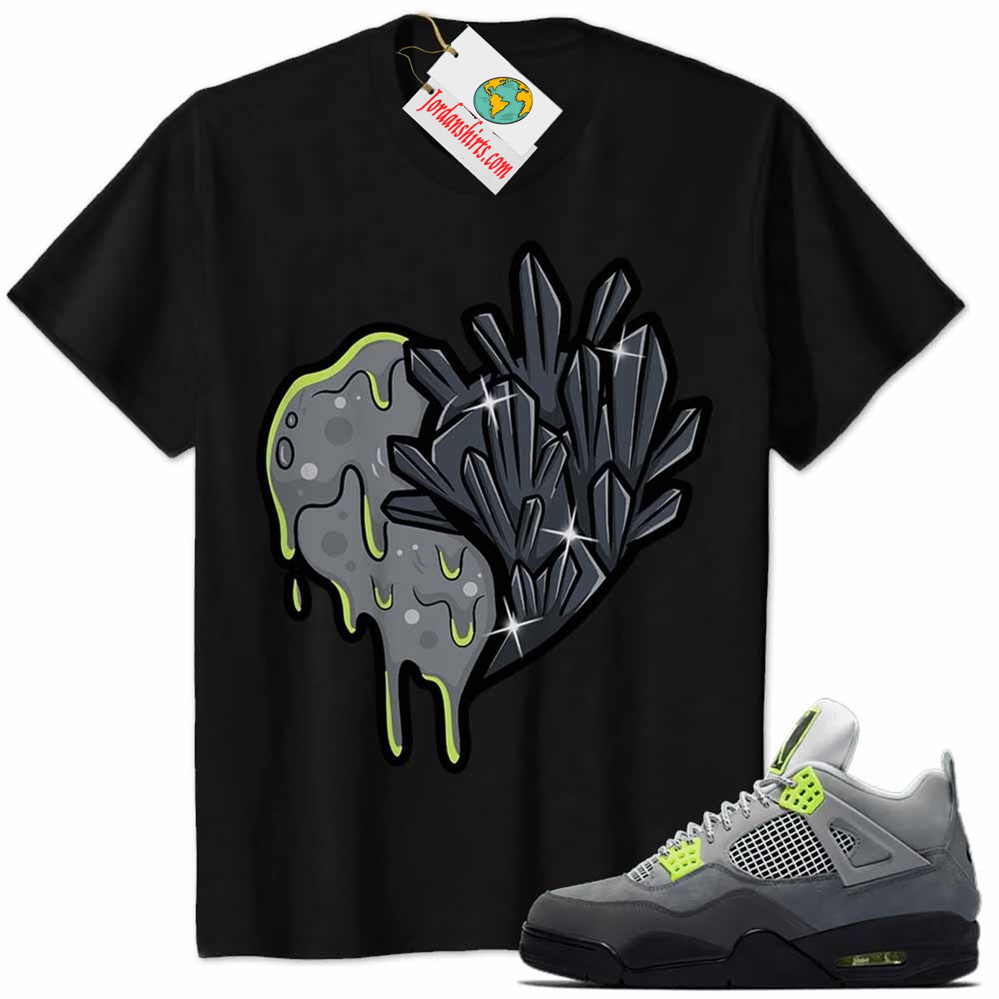 Jordan 4 Shirt, Crystal And Melt Heart Black Air Jordan 4 Neon 95 4s Plus Size Up To 5xl