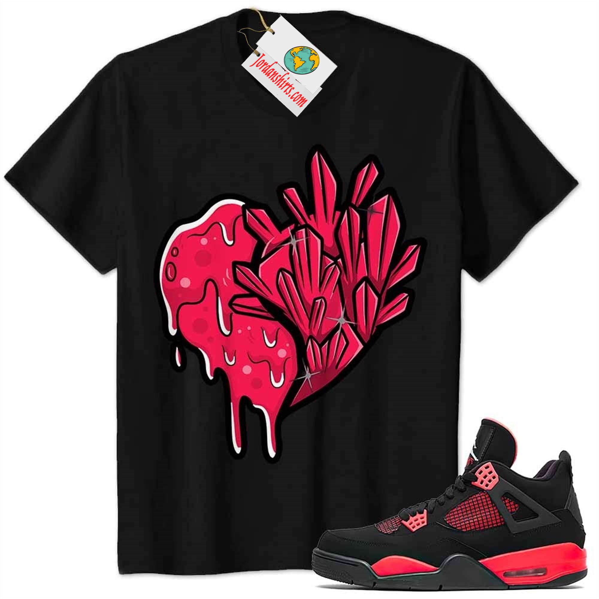Jordan 4 Shirt, Crystal And Melt Heart Black Air Jordan 4 Red Thunder 4s Full Size Up To 5xl
