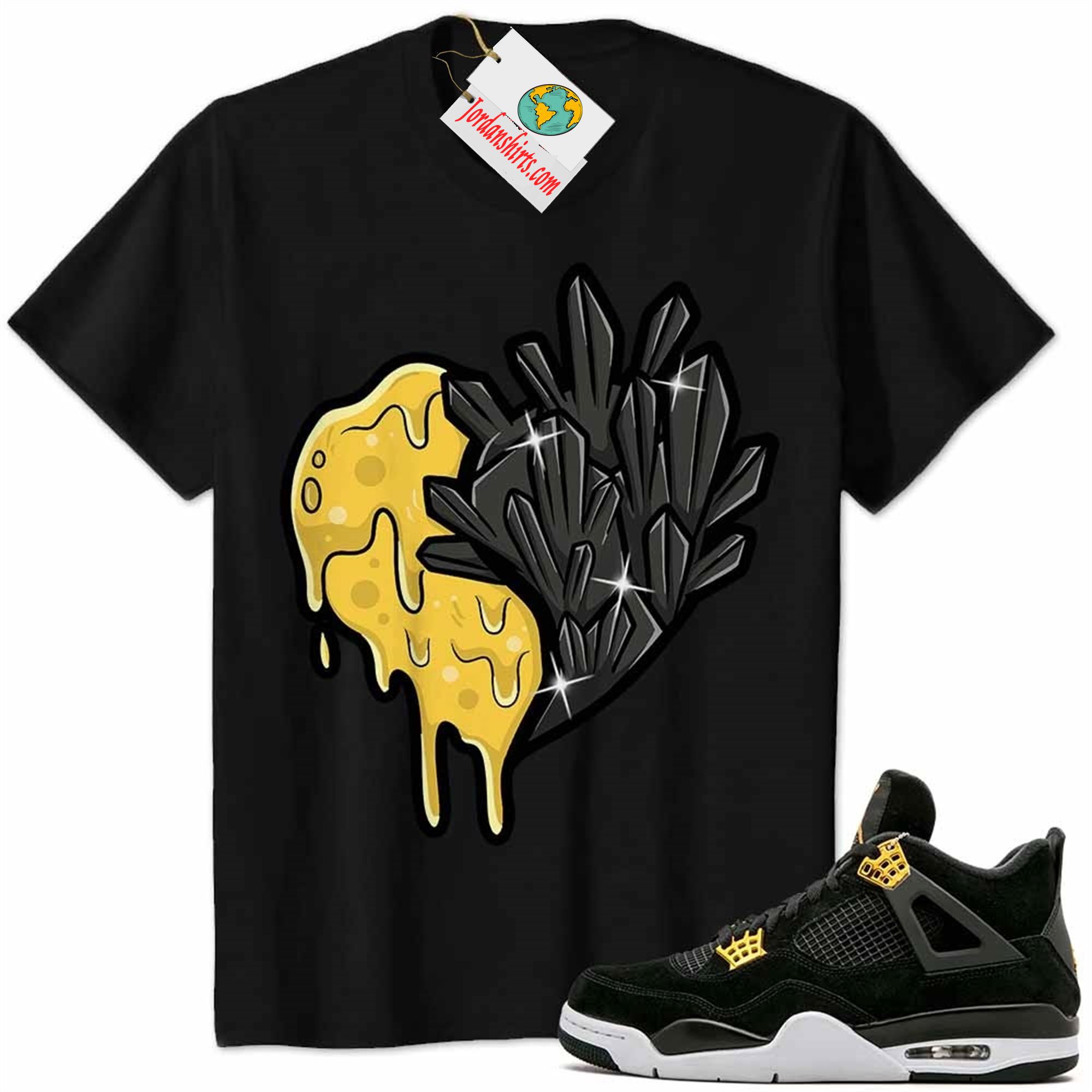 Jordan 4 Shirt, Crystal And Melt Heart Black Air Jordan 4 Royalty 4s Plus Size Up To 5xl