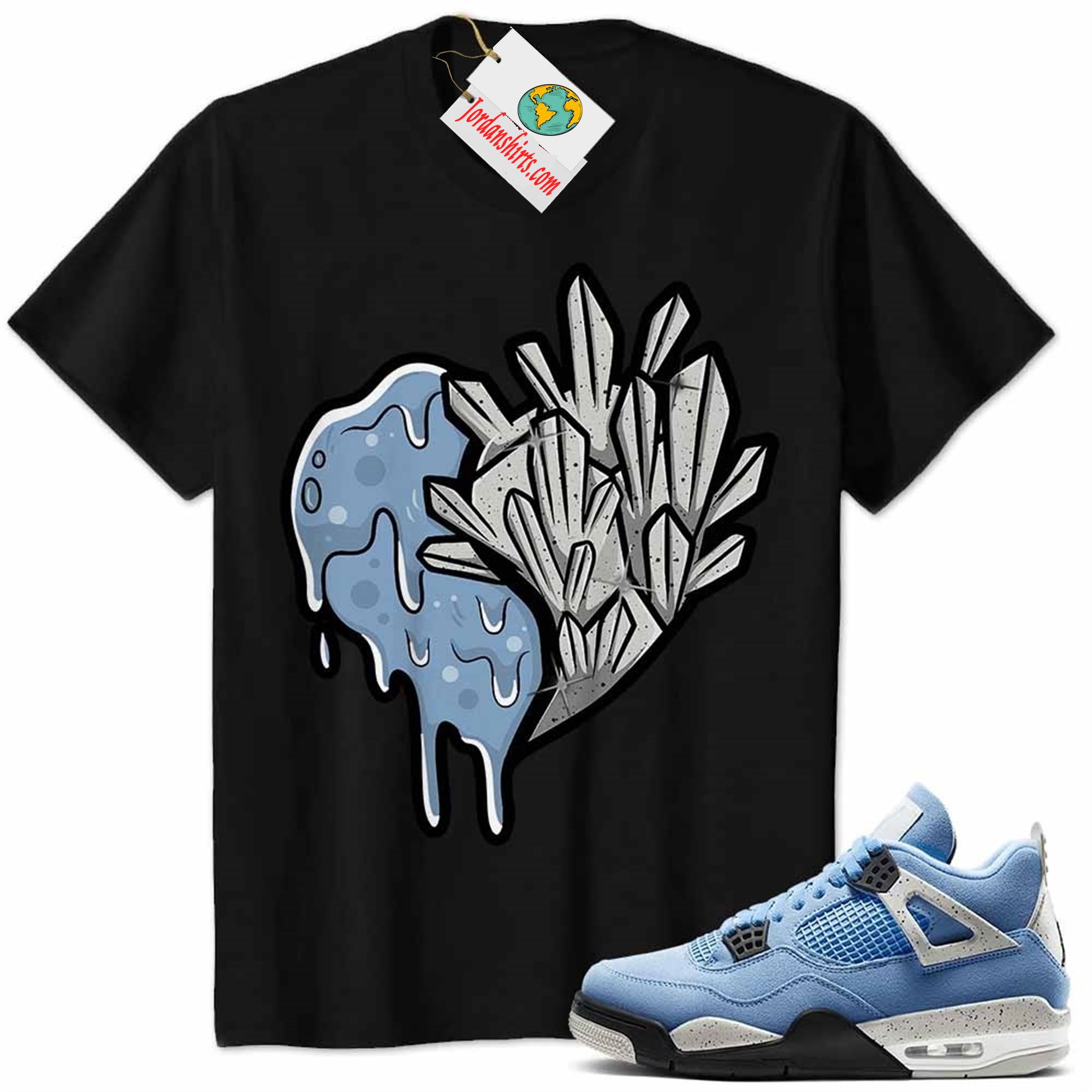 Jordan 4 Shirt, Crystal And Melt Heart Black Air Jordan 4 University Blue 4s Plus Size Up To 5xl