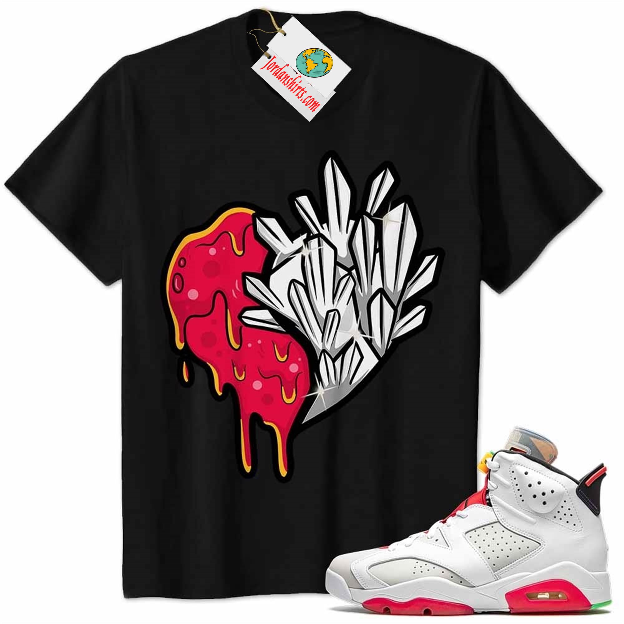 Jordan 6 Shirt, Crystal And Melt Heart Black Air Jordan 6 Hare 6s Plus Size Up To 5xl