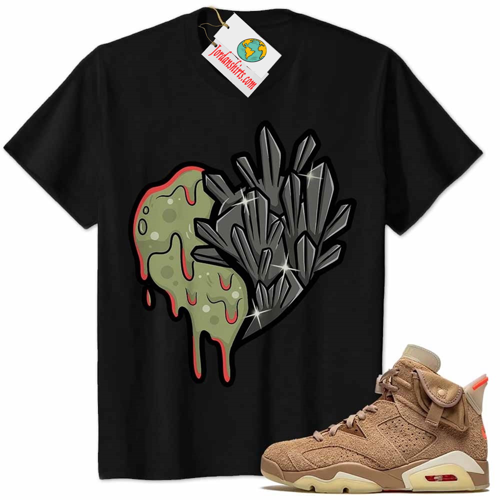 Jordan 6 Shirt, Crystal And Melt Heart Black Air Jordan 6 Travis Scott 6s Full Size Up To 5xl