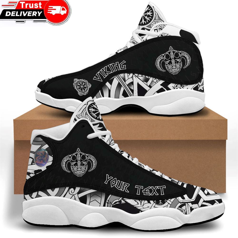 Jordan 13 Shoes, Custom Black And White Skull Using Helmet Sneakers