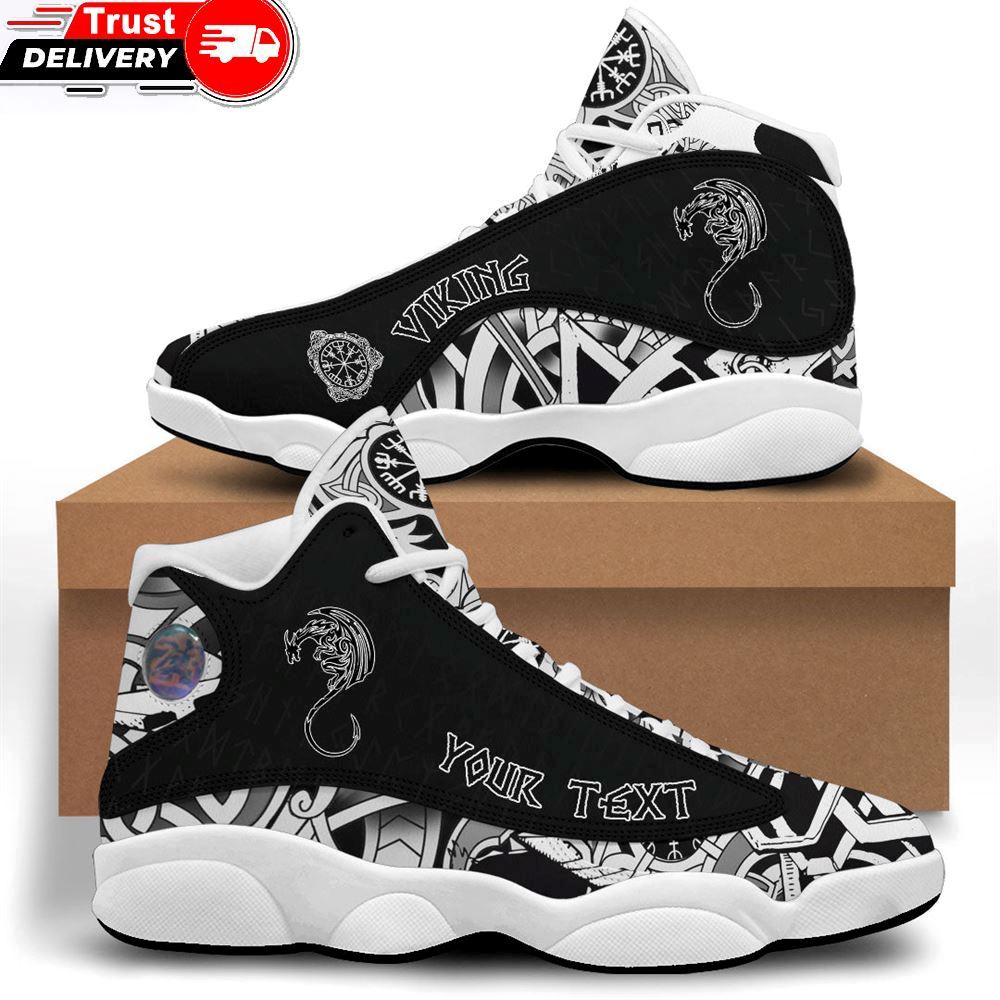 Jordan 13 Shoes, Custom Black Winged Dragon Spirit Of Celts Sneakers