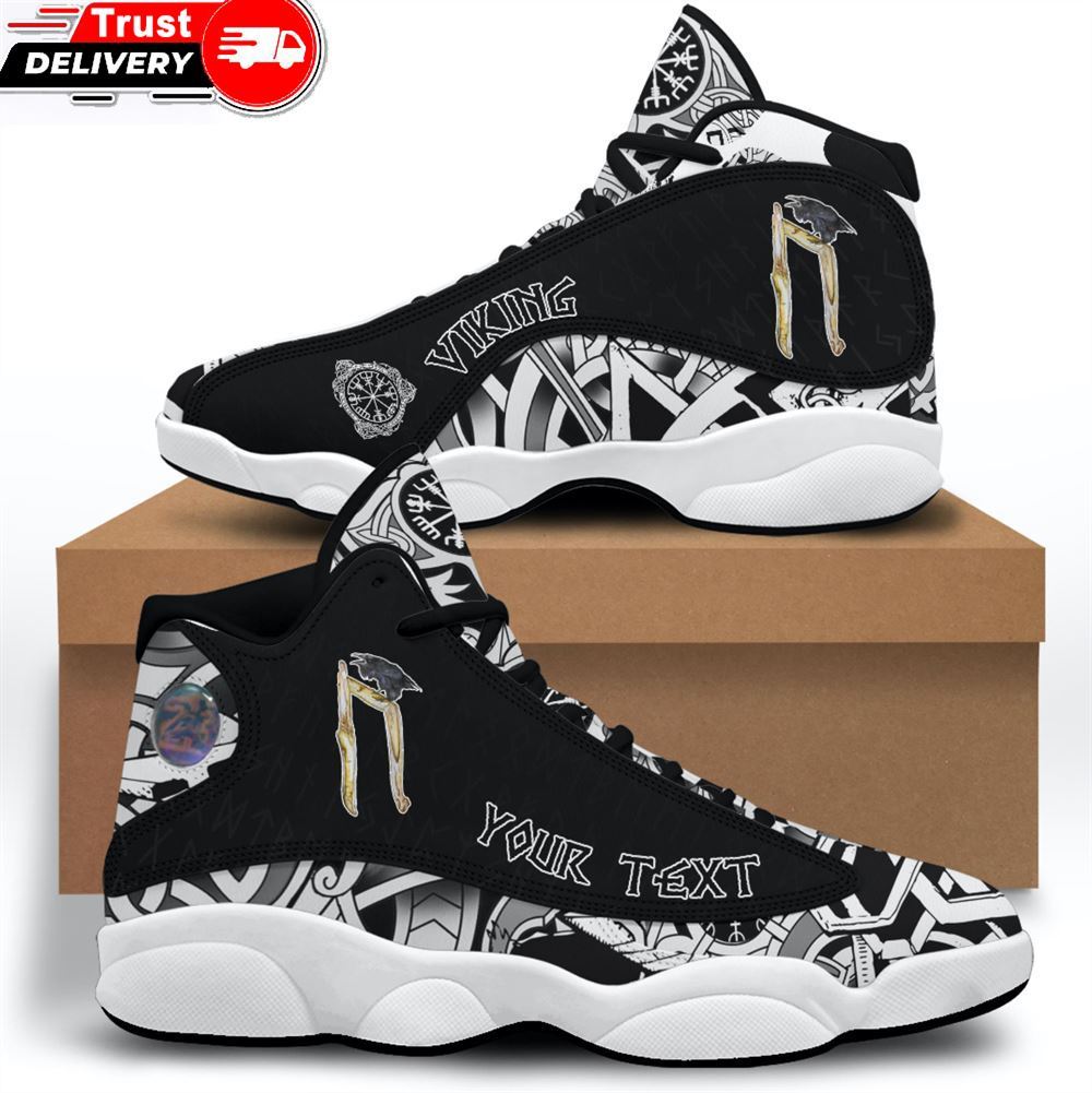 Jordan 13 Shoes, Custom Rune Thurisaz Raven Sneakers