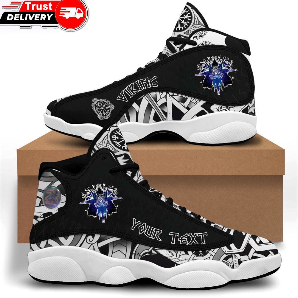 Jordan 13 Shoes, Custom The Valkyrie At The Starry Sky Through Which Flies Flock Of Birds Sneakers J13 A3
