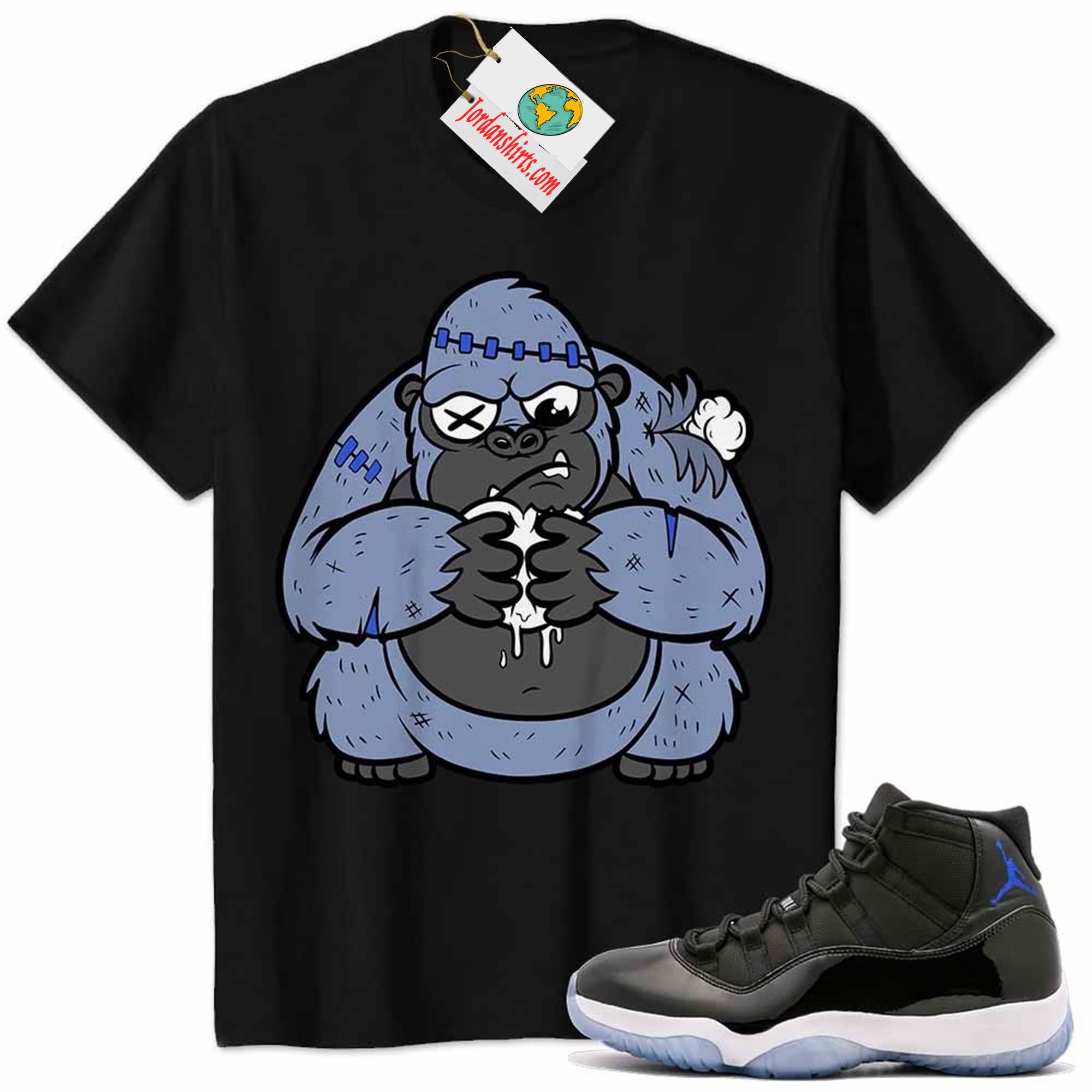 Jordan 11 Shirt, Cute Monkey Broken Heart Black Air Jordan 11 Space Jam 11s Size Up To 5xl