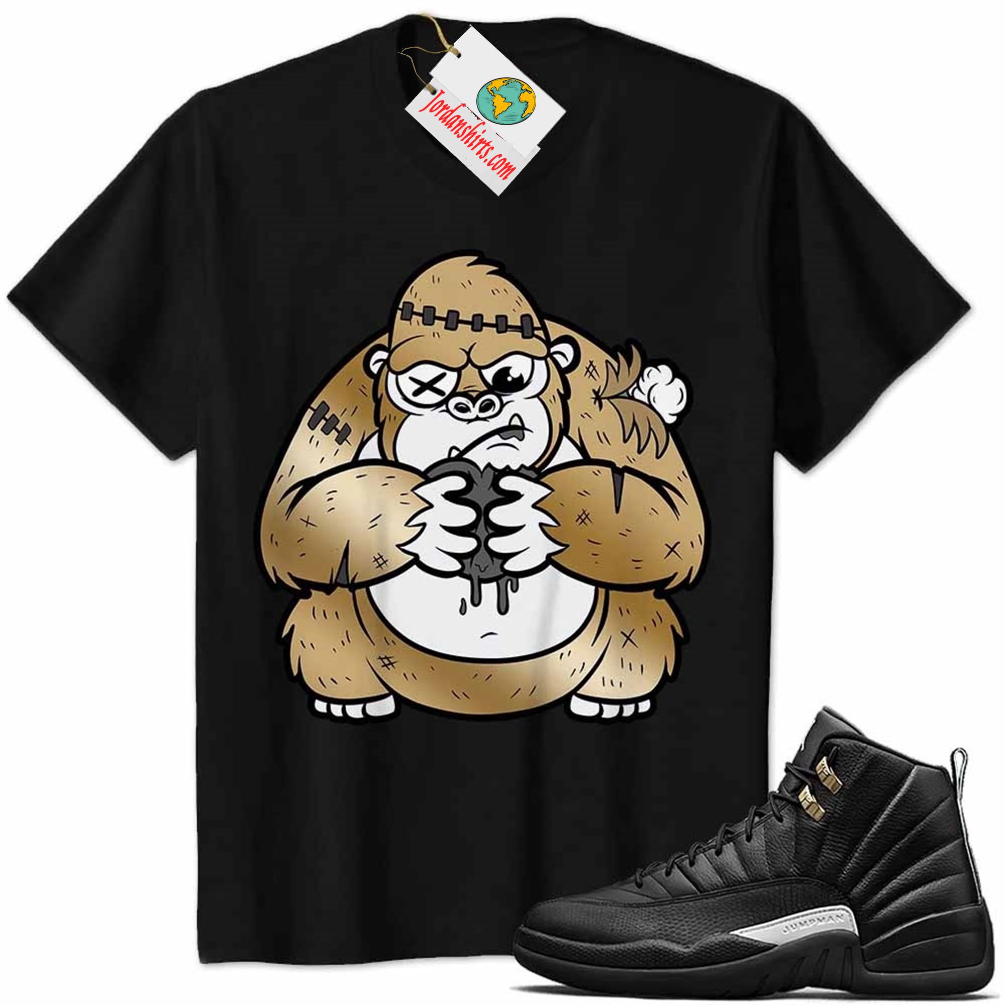Jordan 12 Shirt, Cute Monkey Broken Heart Black Air Jordan 12 Master 12s Full Size Up To 5xl
