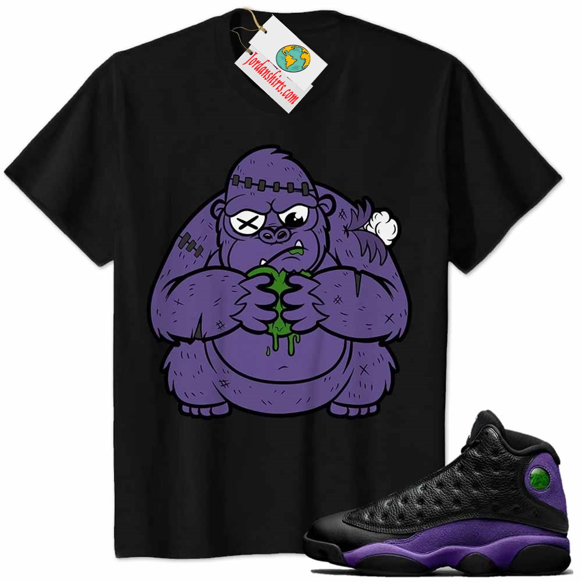Jordan 13 Shirt, Cute Monkey Broken Heart Black Air Jordan 13 Court Purple 13s Size Up To 5xl