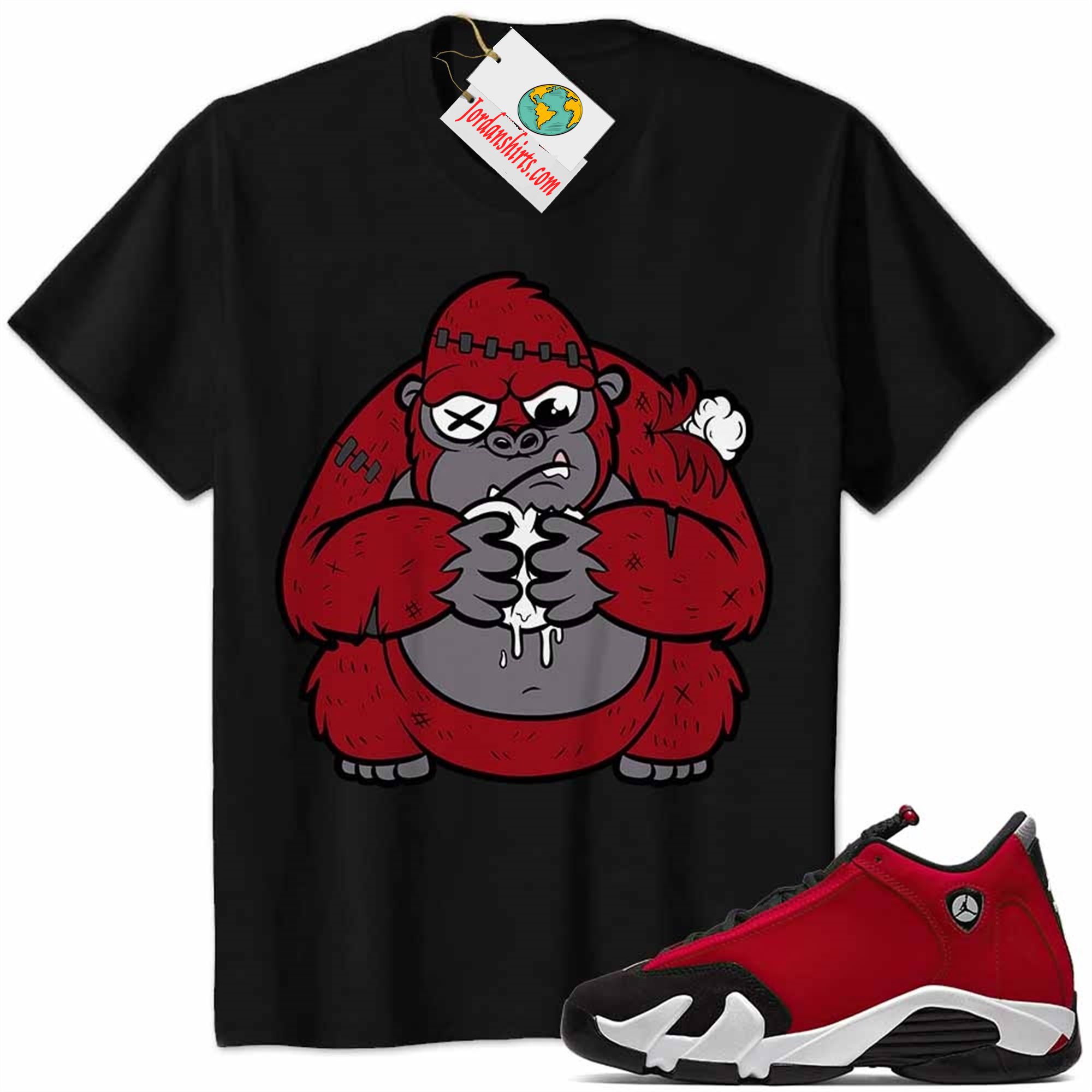 Jordan 14 Shirt, Cute Monkey Broken Heart Black Air Jordan 14 Gym Red 14s Plus Size Up To 5xl