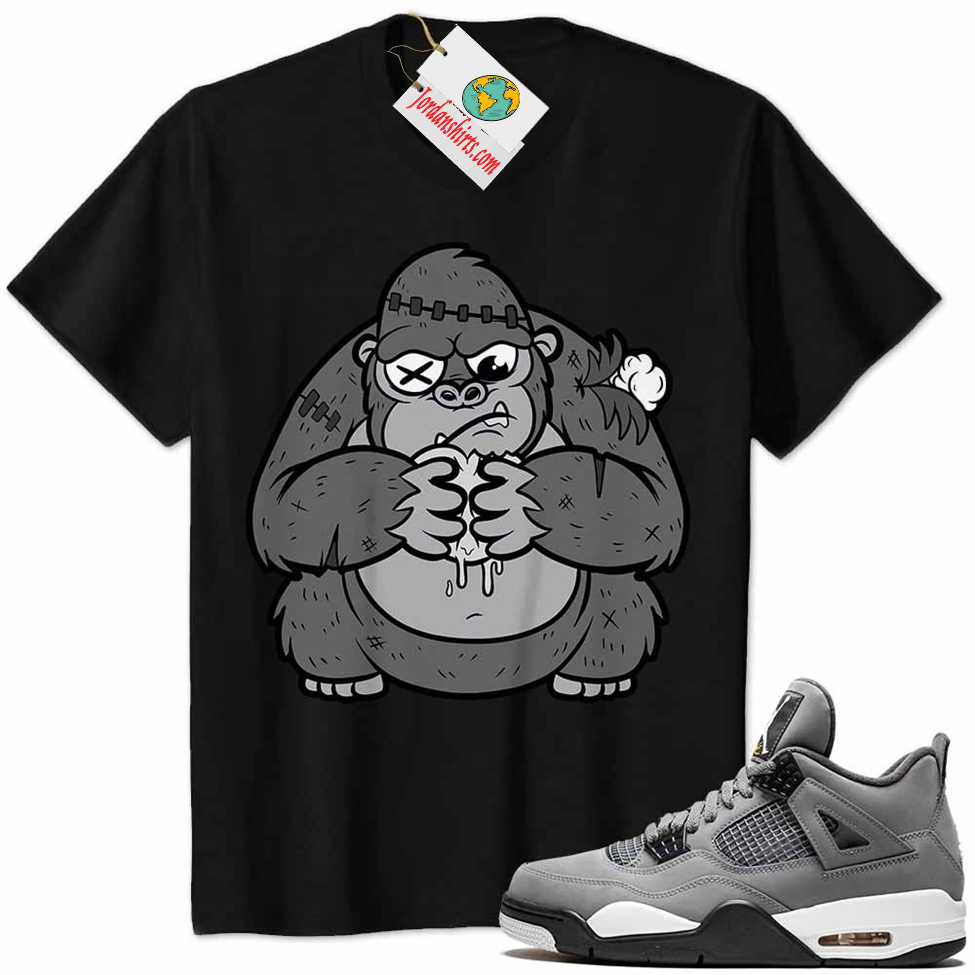 Jordan 4 Shirt, Cute Monkey Broken Heart Black Air Jordan 4 Cool Grey 4s Size Up To 5xl