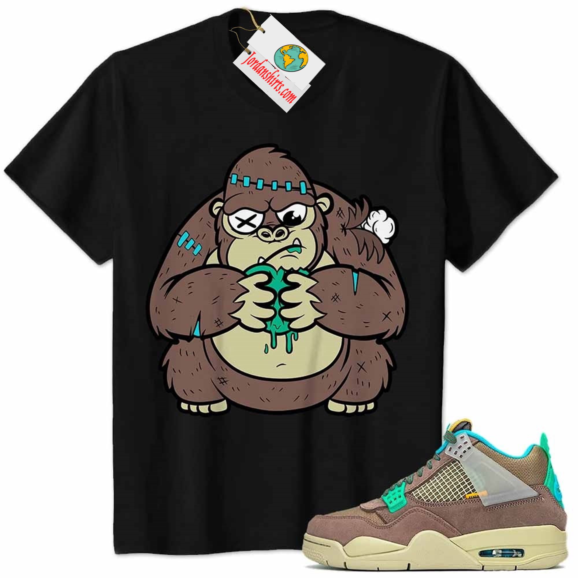 Jordan 4 Shirt, Cute Monkey Broken Heart Black Air Jordan 4 Union Taupe Haze 4s Full Size Up To 5xl