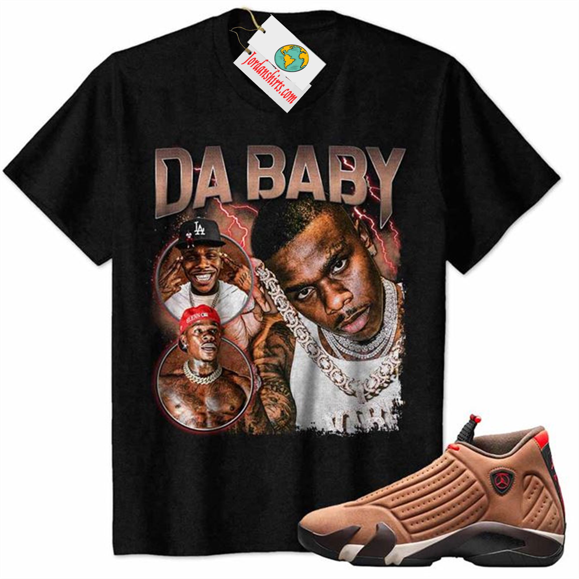 Jordan 14 Shirt, Dababy Rapper Vintage 90s Black Air Jordan 14 Winterized 14s Size Up To 5xl