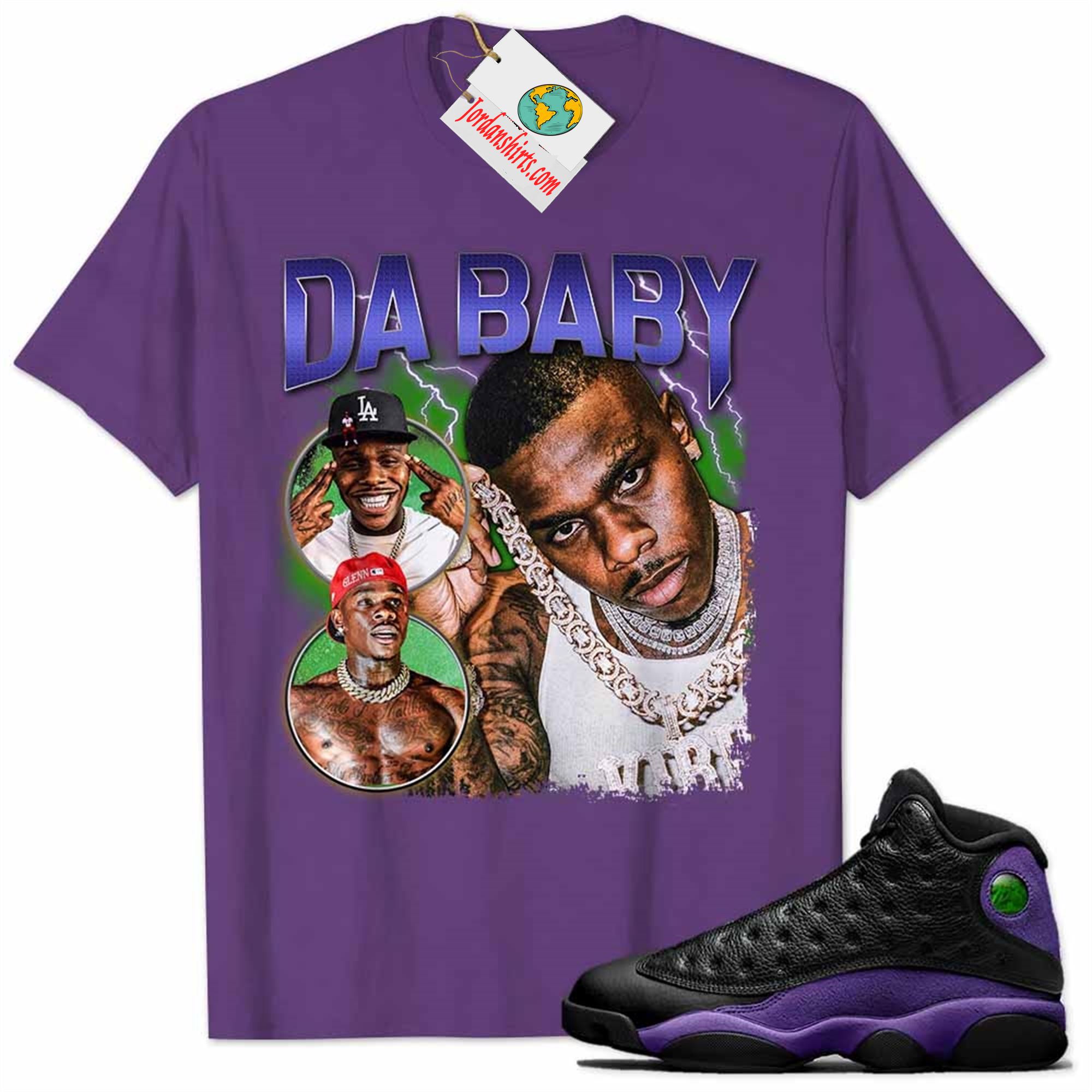 Jordan 13 Shirt, Dababy Rapper Vintage 90s Purple Air Jordan 13 Court Purple 13s Size Up To 5xl
