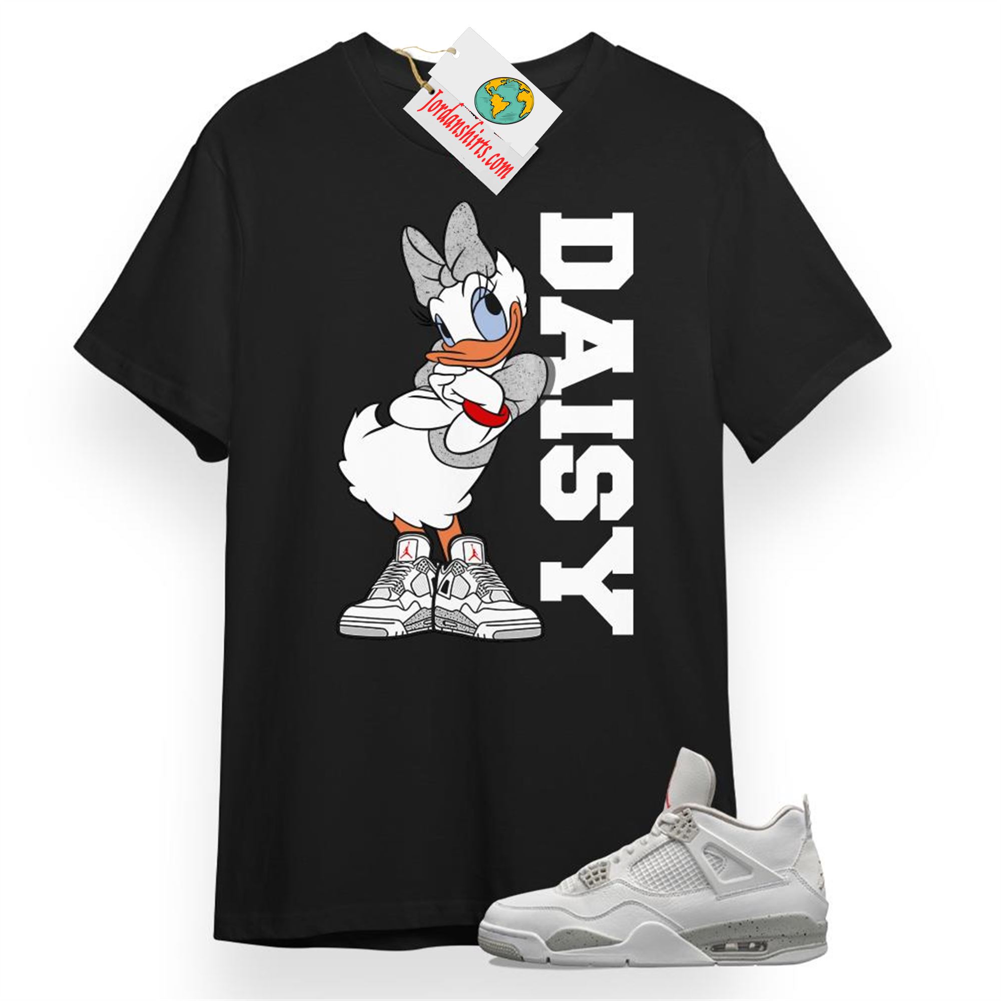 Jordan 4 Shirt, Daisy Black T-shirt Air Jordan 4 Oreo 4s Full Size Up To 5xl