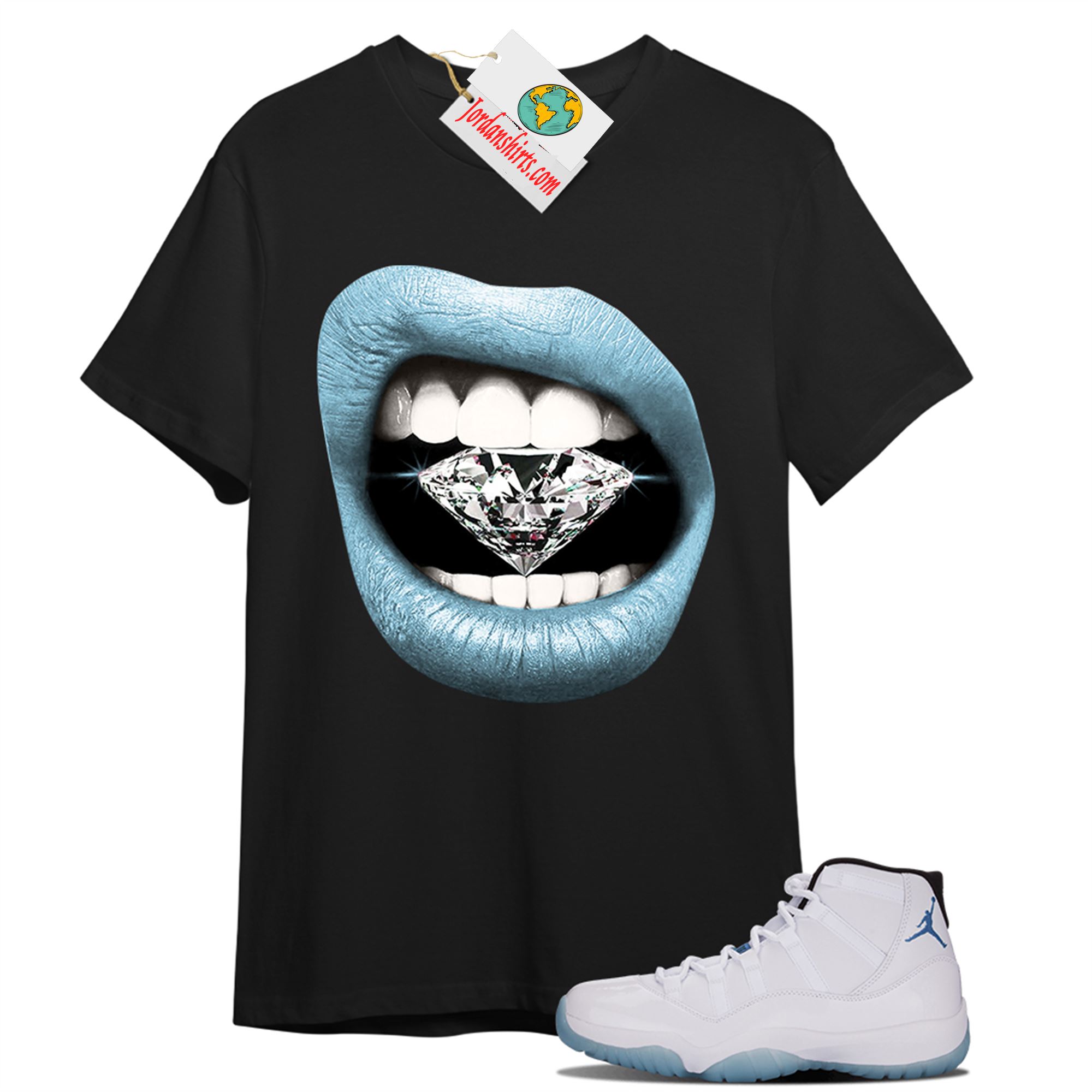 Jordan 11 Shirt, Diamond Lip Black T-shirt Air Jordan 11 Legend Blue 11s Size Up To 5xl