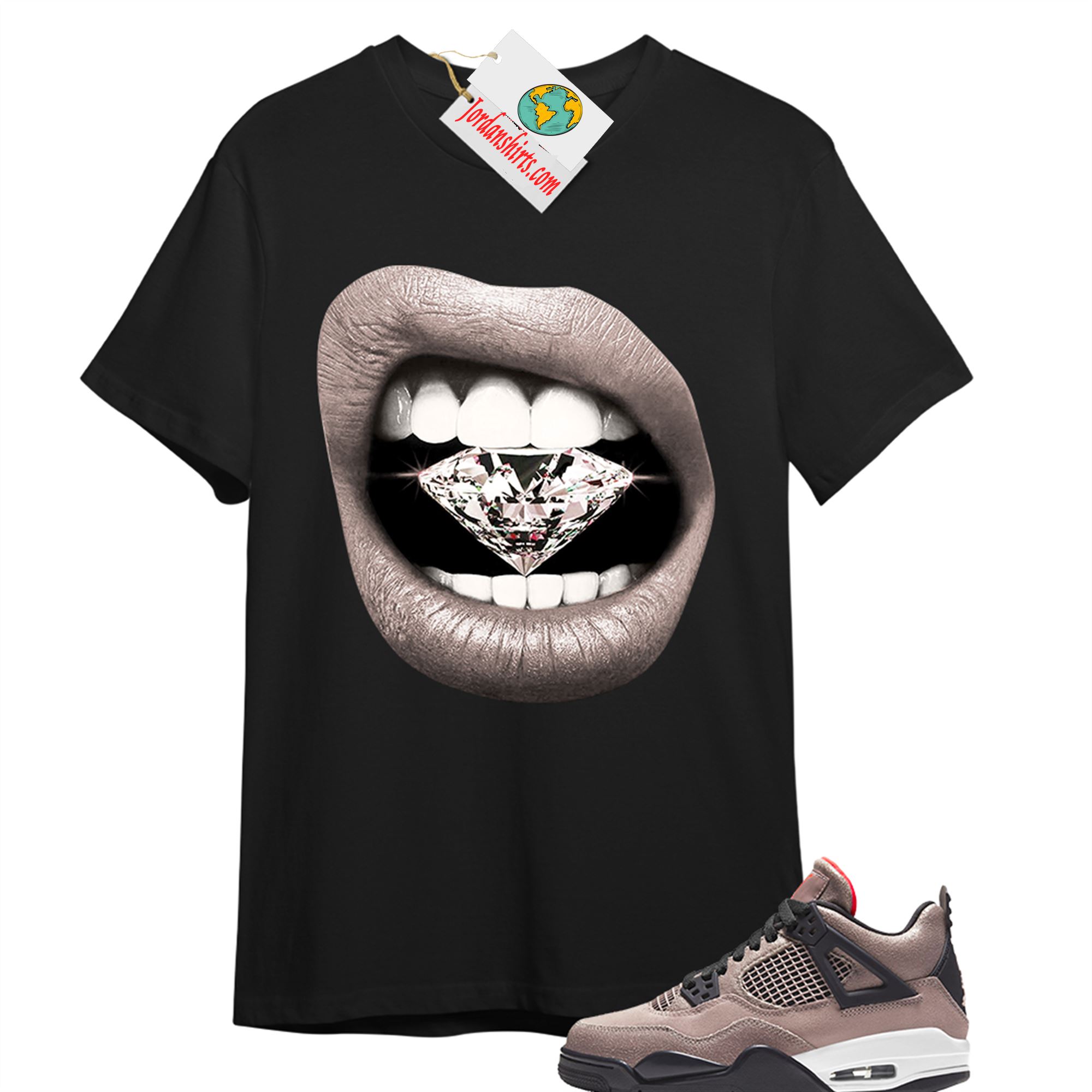 Jordan 4 Shirt, Diamond Lip Black T-shirt Air Jordan 4 Taupe Haze 4s Size Up To 5xl