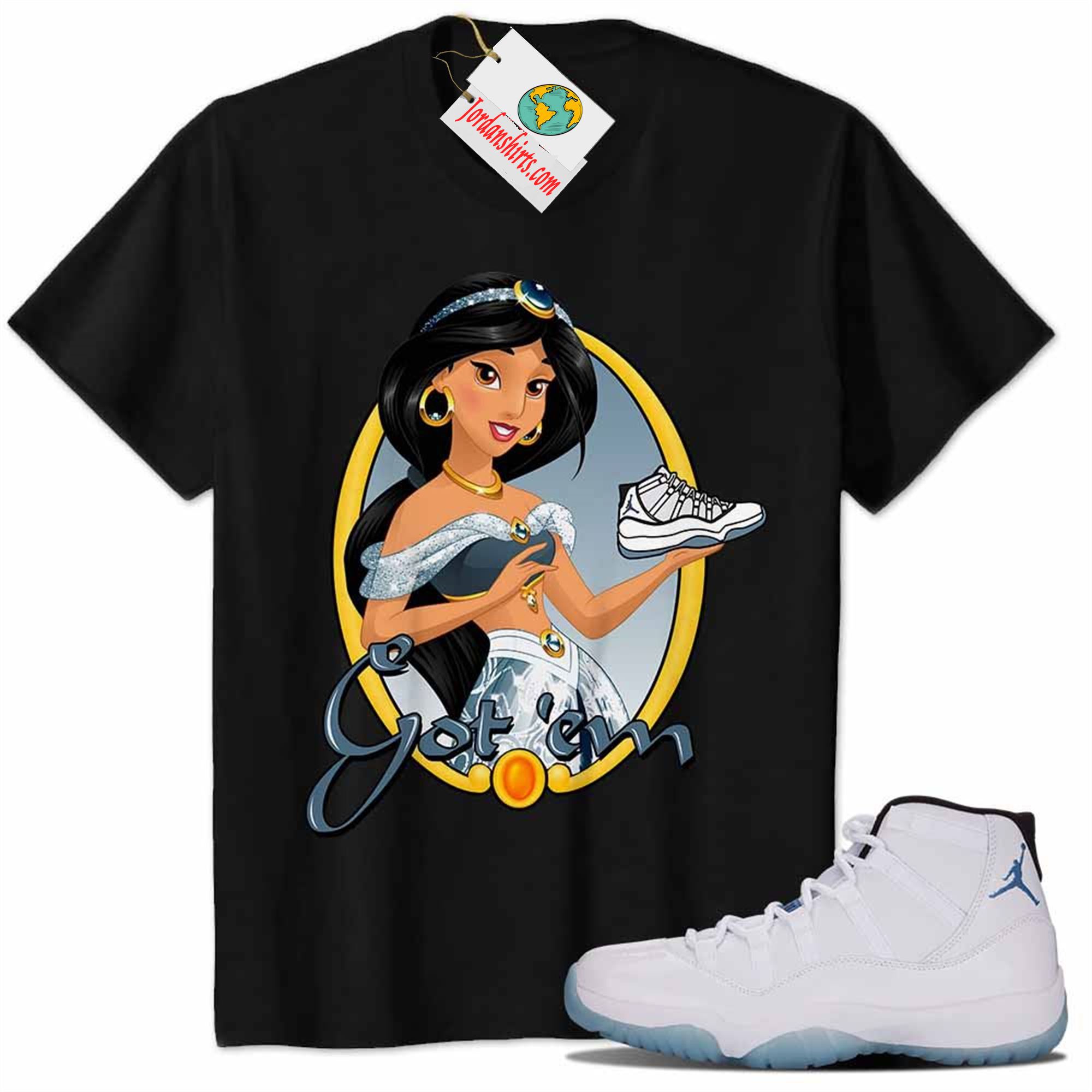Jordan 11 Shirt, Disney Aladdin Jasmine Princess Got Em Black Air Jordan 11 Legend Blue 11s Full Size Up To 5xl
