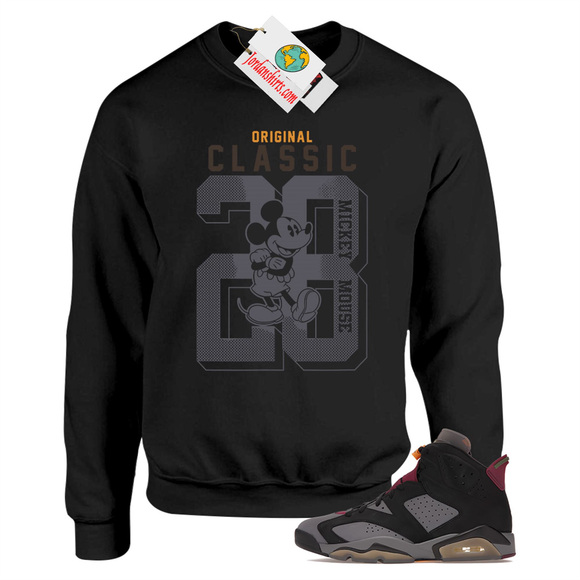 Jordan 6 Sweatshirt, Disney Mickey Mouse Classic 28 Black Sweatshirt Air Jordan 6 Bordeaux 6s Size Up To 5xl