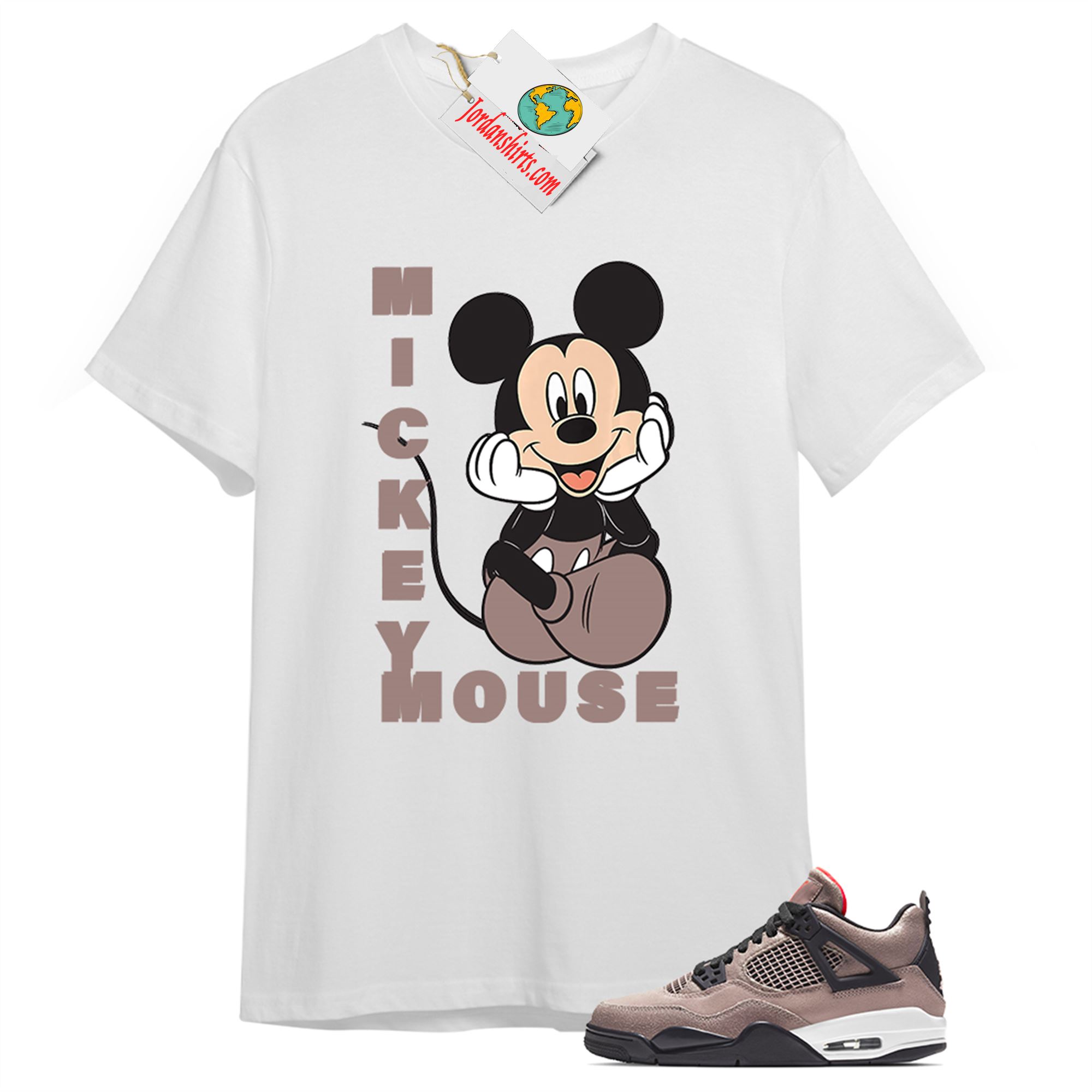 Jordan 4 Shirt, Disney Mickey Mouse Hands In Face White T-shirt Air Jordan 4 Taupe Haze 4s Size Up To 5xl