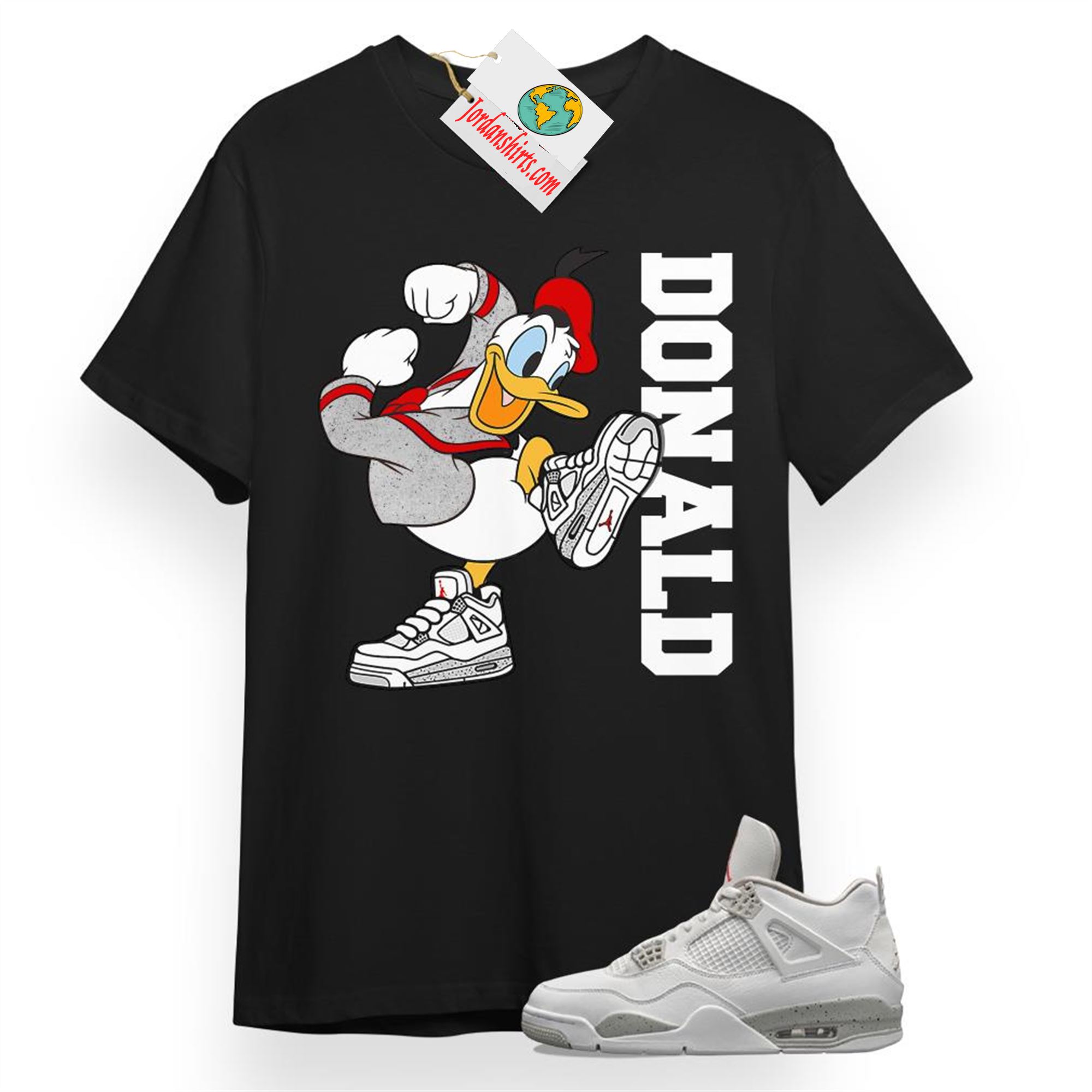 Jordan 4 Shirt, Donald Black T-shirt Air Jordan 4 Oreo 4s Plus Size Up To 5xl
