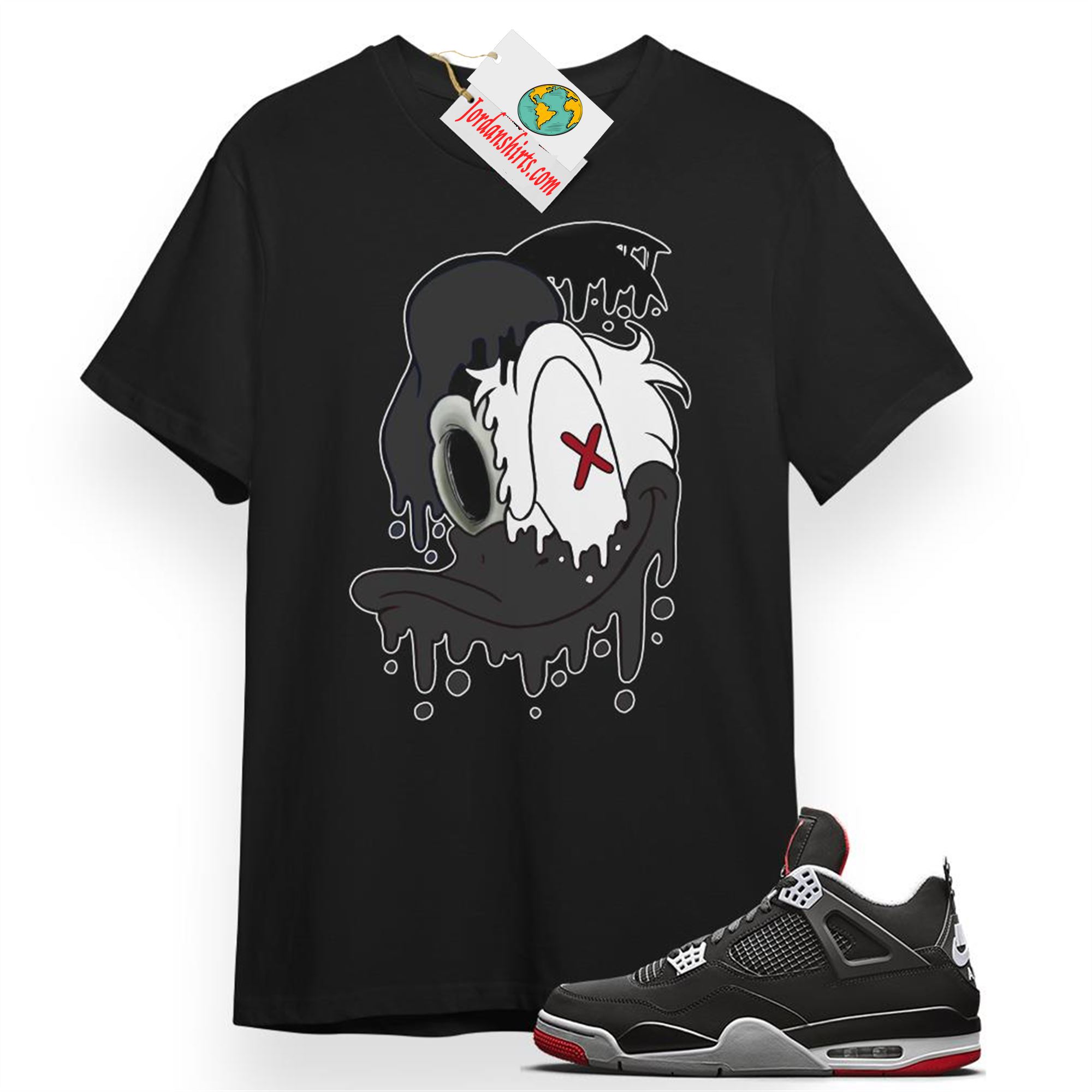 Jordan 4 Shirt, Donald Dripping Black T-shirt Air Jordan 4 Bred 4s Size Up To 5xl