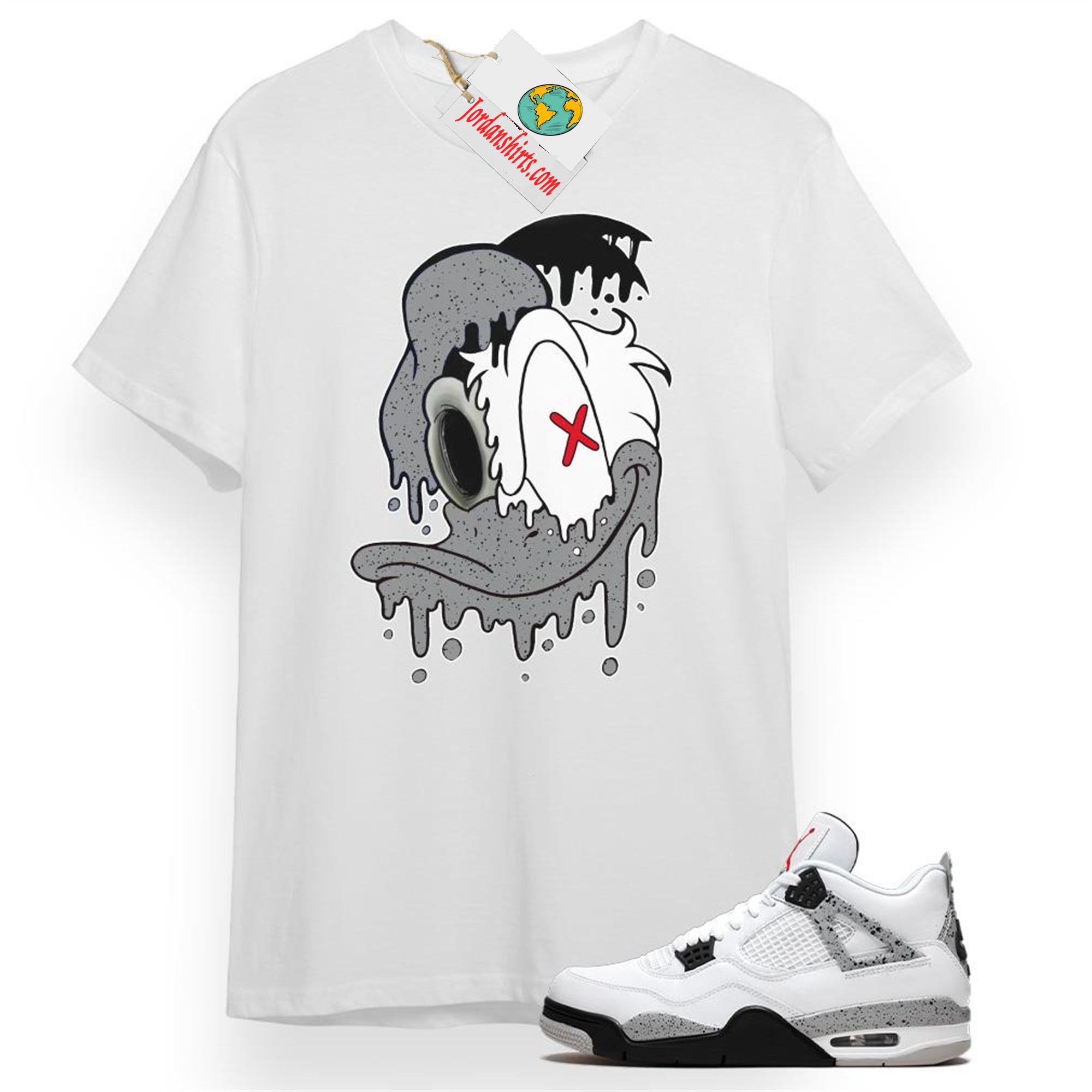 Jordan 4 Shirt, Donald Dripping White T-shirt Air Jordan 4 Cement 4s Size Up To 5xl