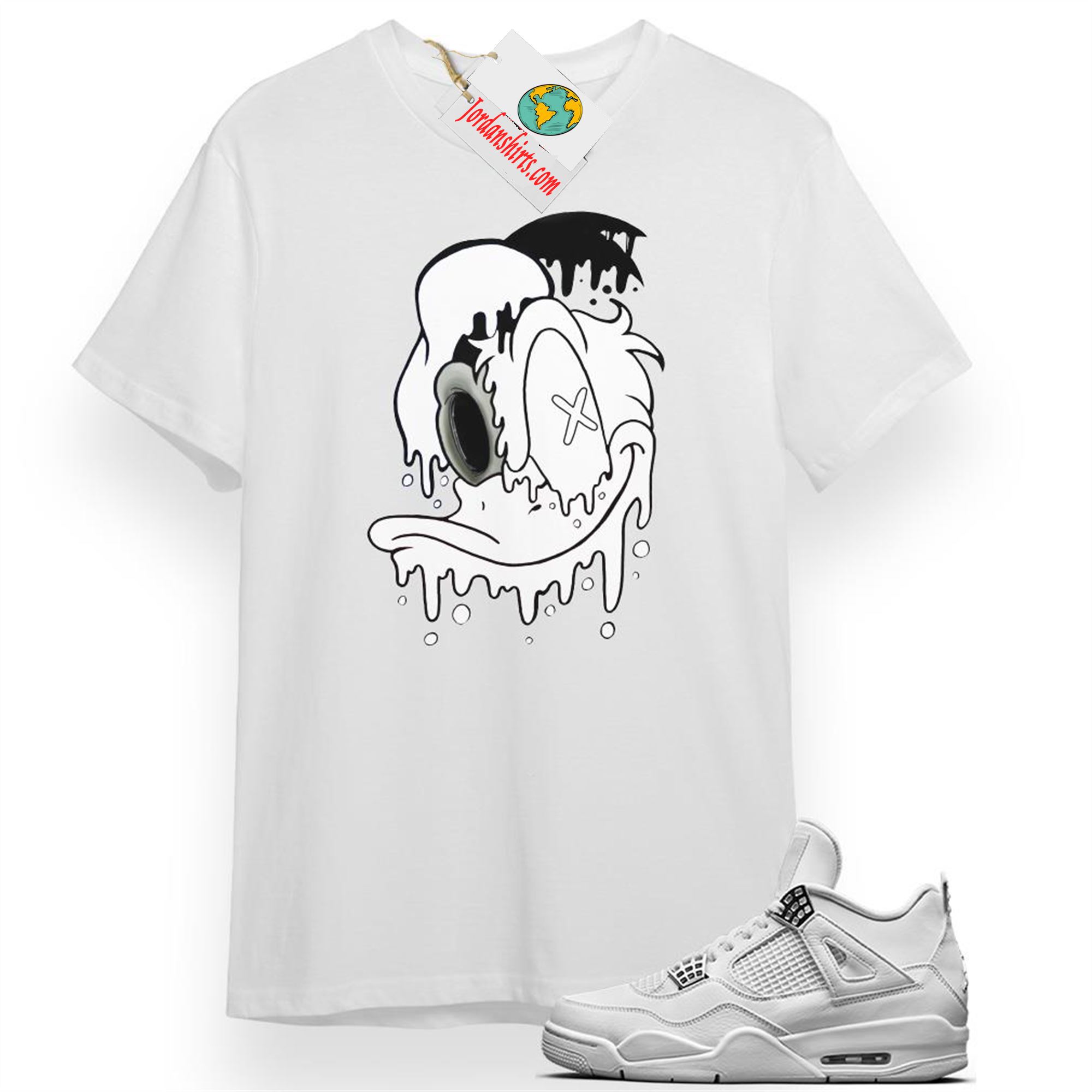 Jordan 4 Shirt, Donald Dripping White T-shirt Air Jordan 4 Pure Money 4s Size Up To 5xl