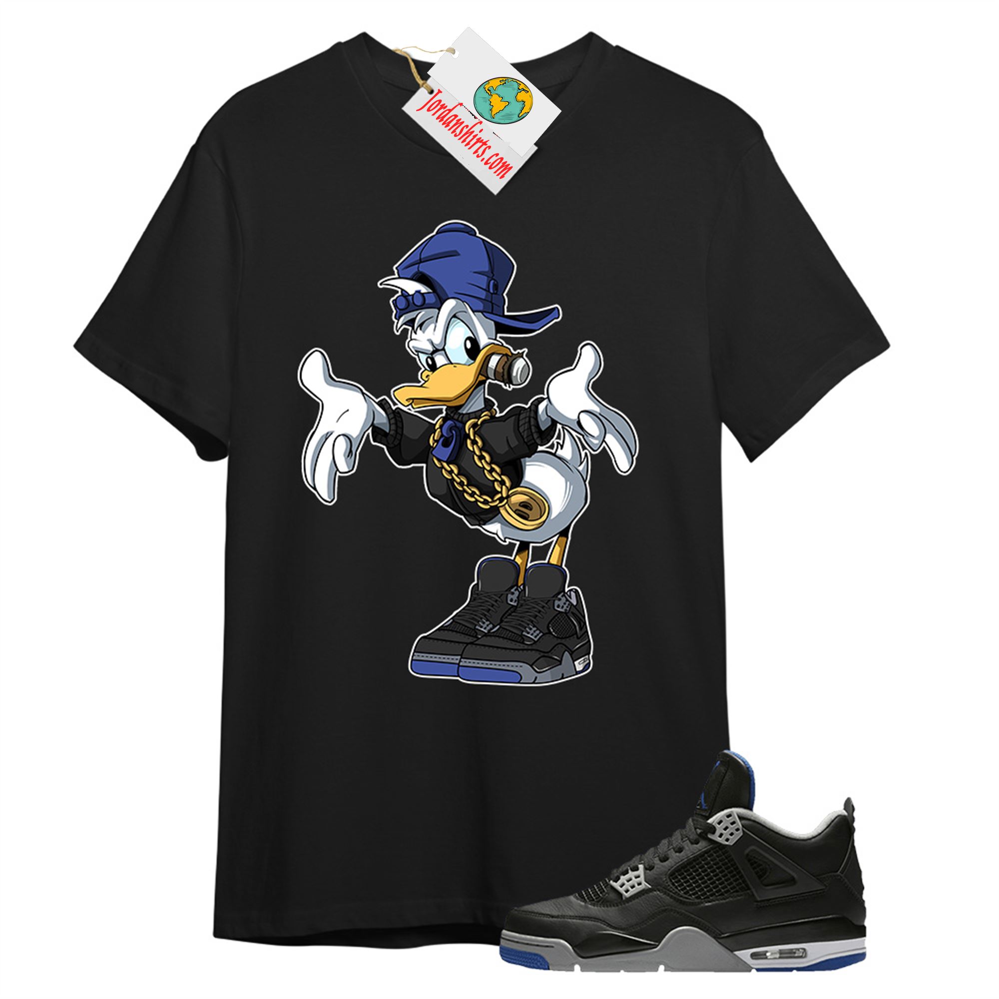 Jordan 4 Shirt, Donald Duck Black T-shirt Air Jordan 4 Motorsport Alternate 4s Size Up To 5xl