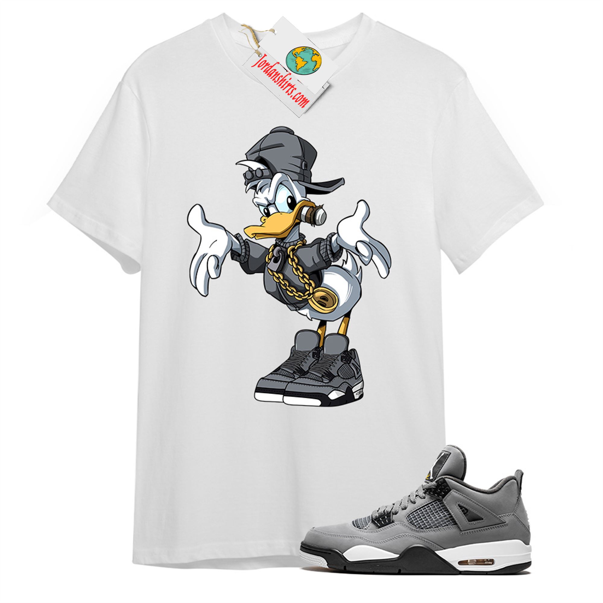 Jordan 4 Shirt, Donald Duck White T-shirt Air Jordan 4 Cool Grey 4s Full Size Up To 5xl