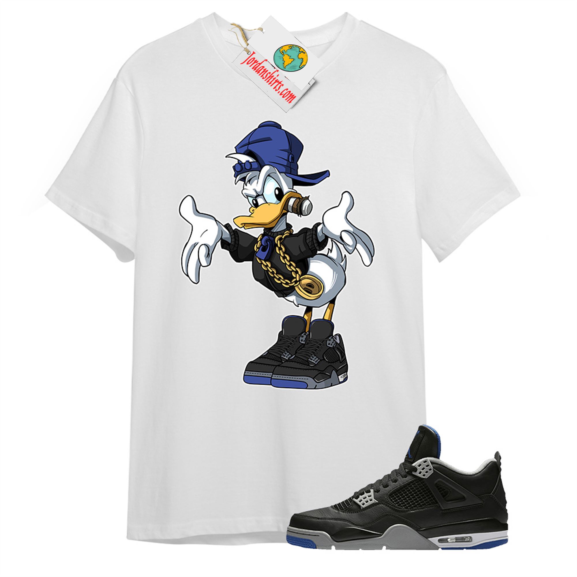 Jordan 4 Shirt, Donald Duck White T-shirt Air Jordan 4 Motorsport Alternate 4s Plus Size Up To 5xl