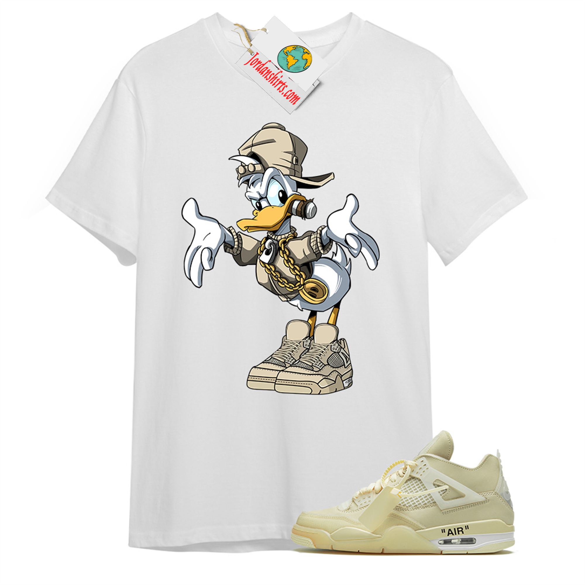 Jordan 4 Shirt, Donald Duck White T-shirt Air Jordan 4 Off-white 4s Full Size Up To 5xl