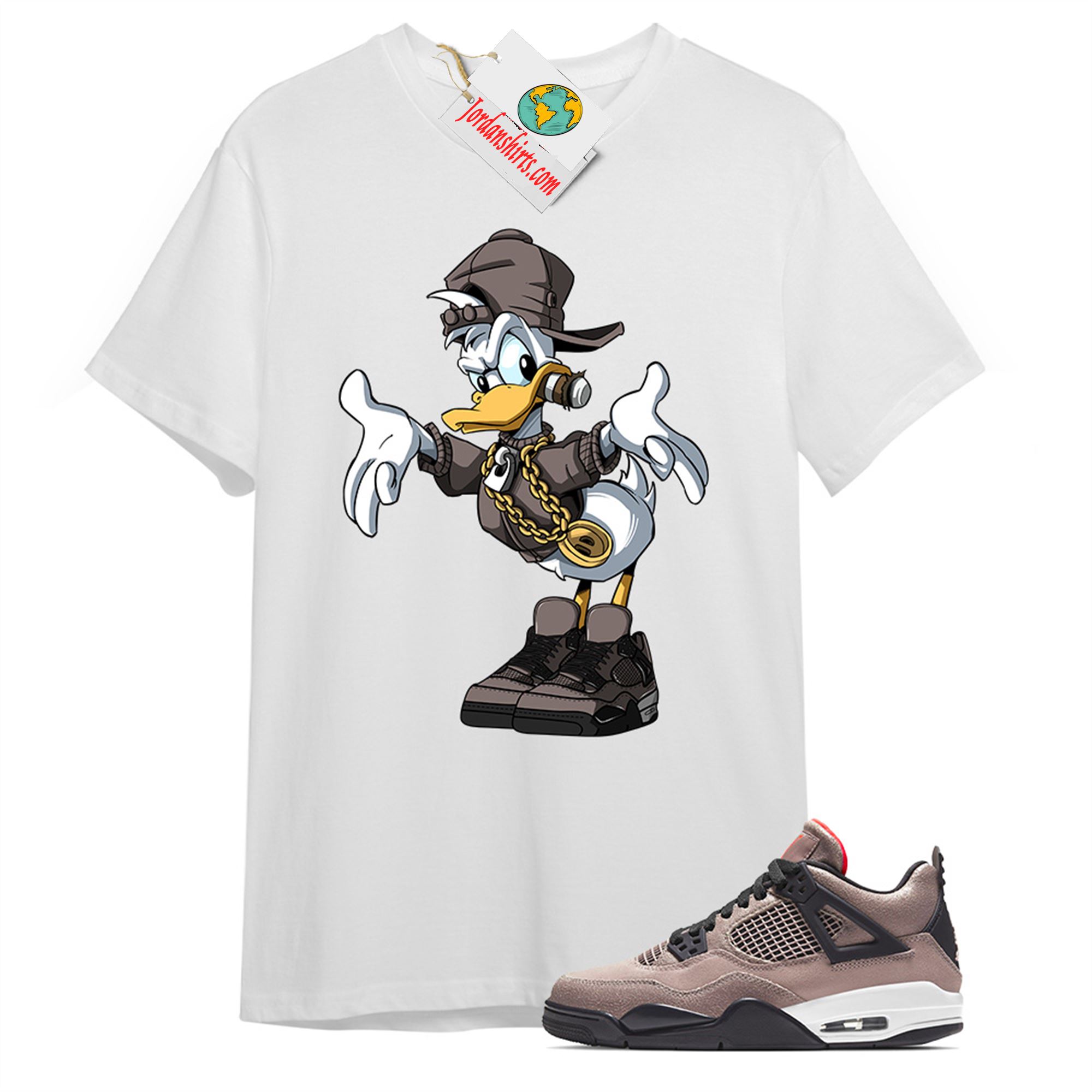 Jordan 4 Shirt, Donald Duck White T-shirt Air Jordan 4 Taupe Haze 4s Plus Size Up To 5xl
