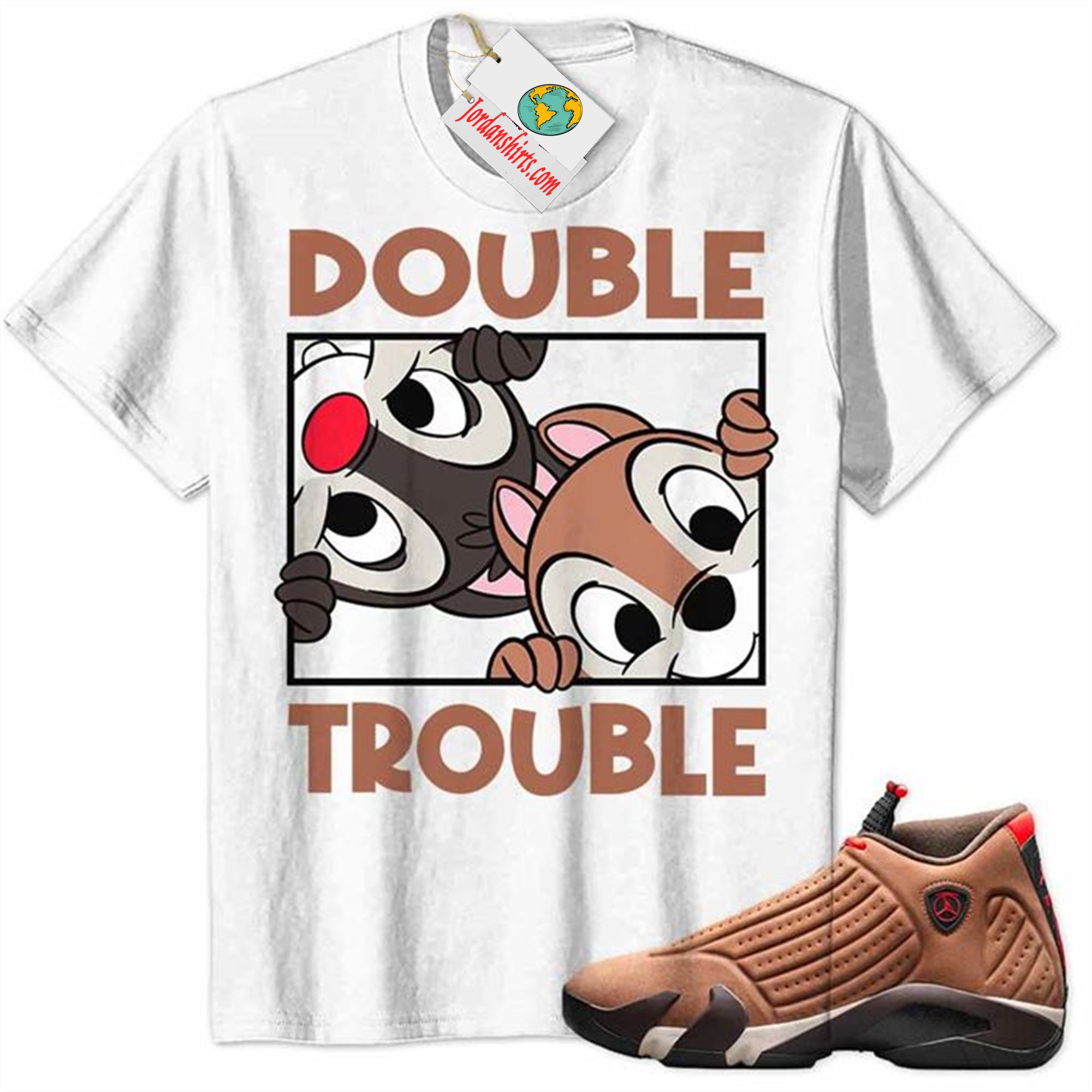 Jordan 14 Shirt, Double Trouble White Air Jordan 14 Winterized 14s Full Size Up To 5xl
