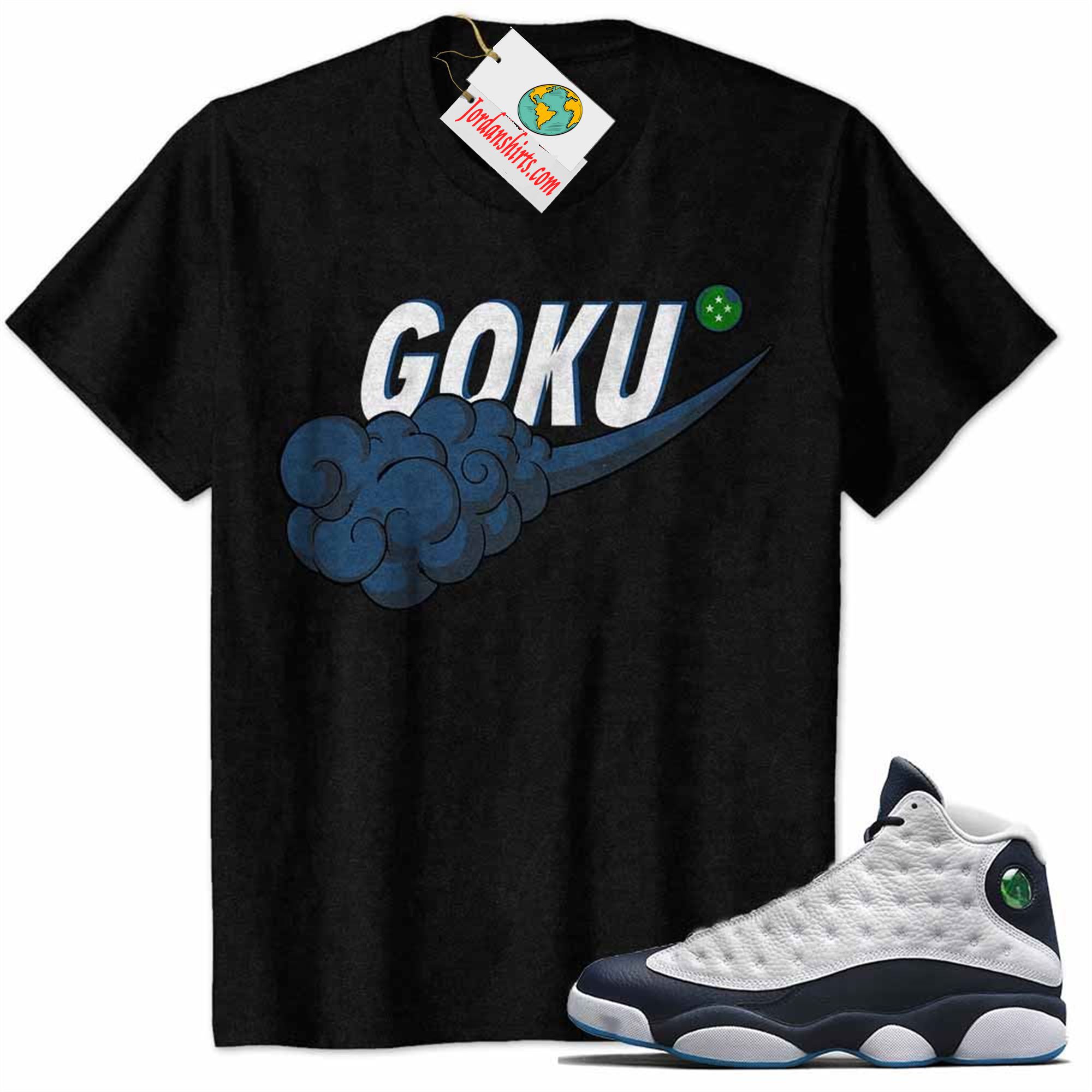 Jordan 13 Shirt, Dragonball Z Nike Goku Nimbus Cloud Black Air Jordan 13 Obsidian 13s Plus Size Up To 5xl