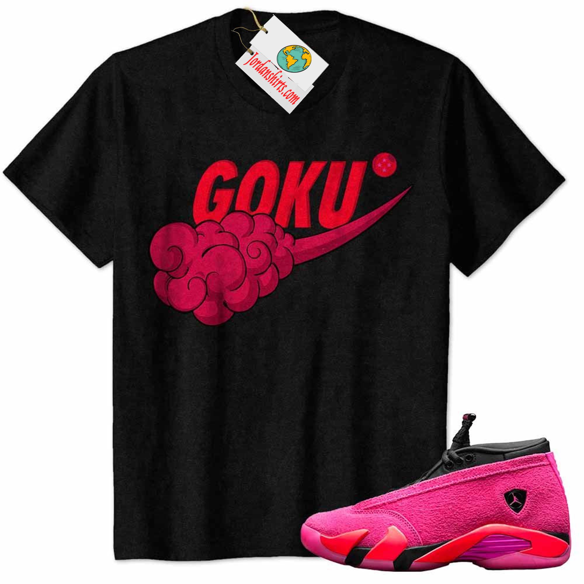 Jordan 14 Shirt, Dragonball Z Nike Goku Nimbus Cloud Black Air Jordan 14 Wmns Shocking Pink 14s Full Size Up To 5xl