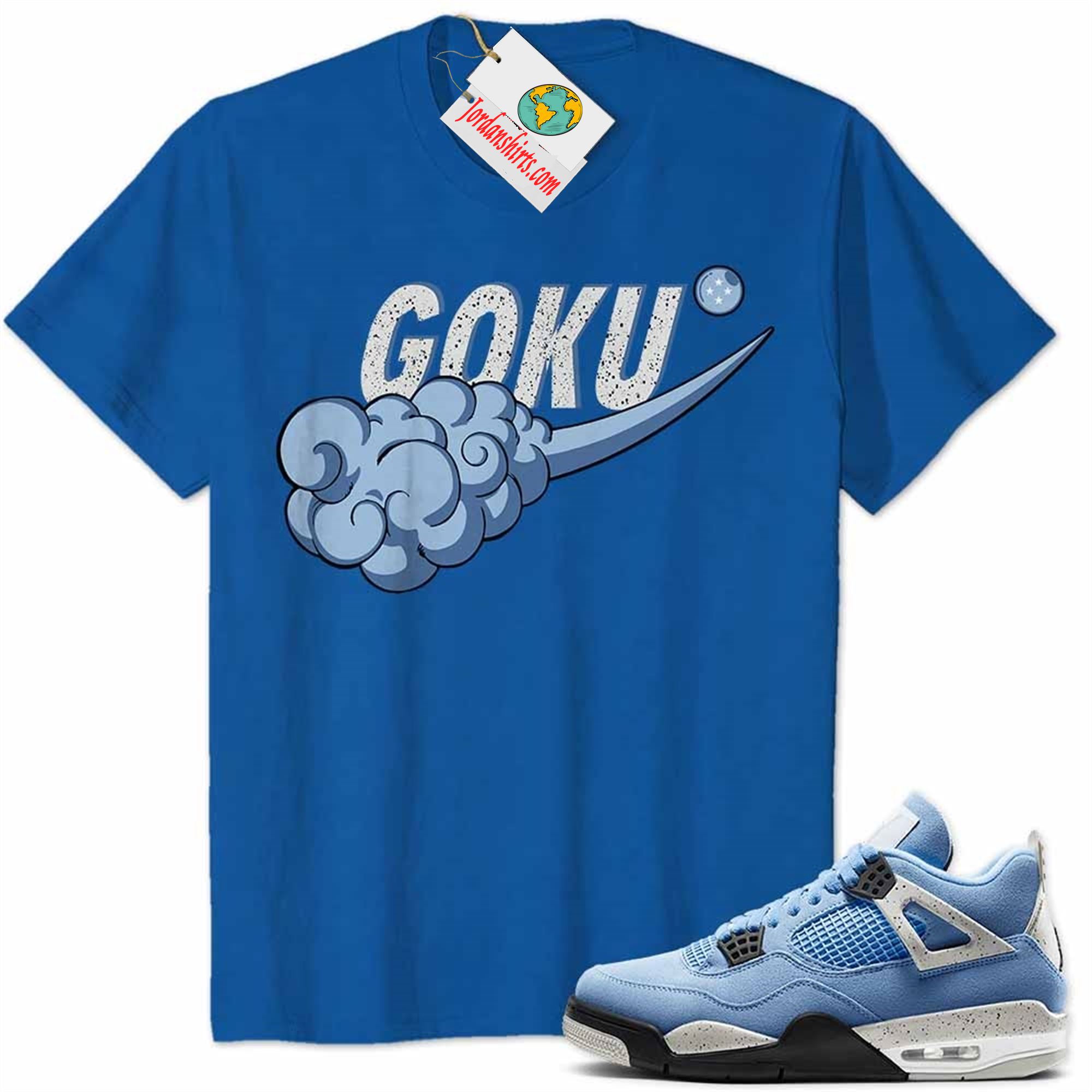 Jordan 4 Shirt, Dragonball Z Nike Goku Nimbus Cloud Blue Air Jordan 4 University Blue 4s Plus Size Up To 5xl