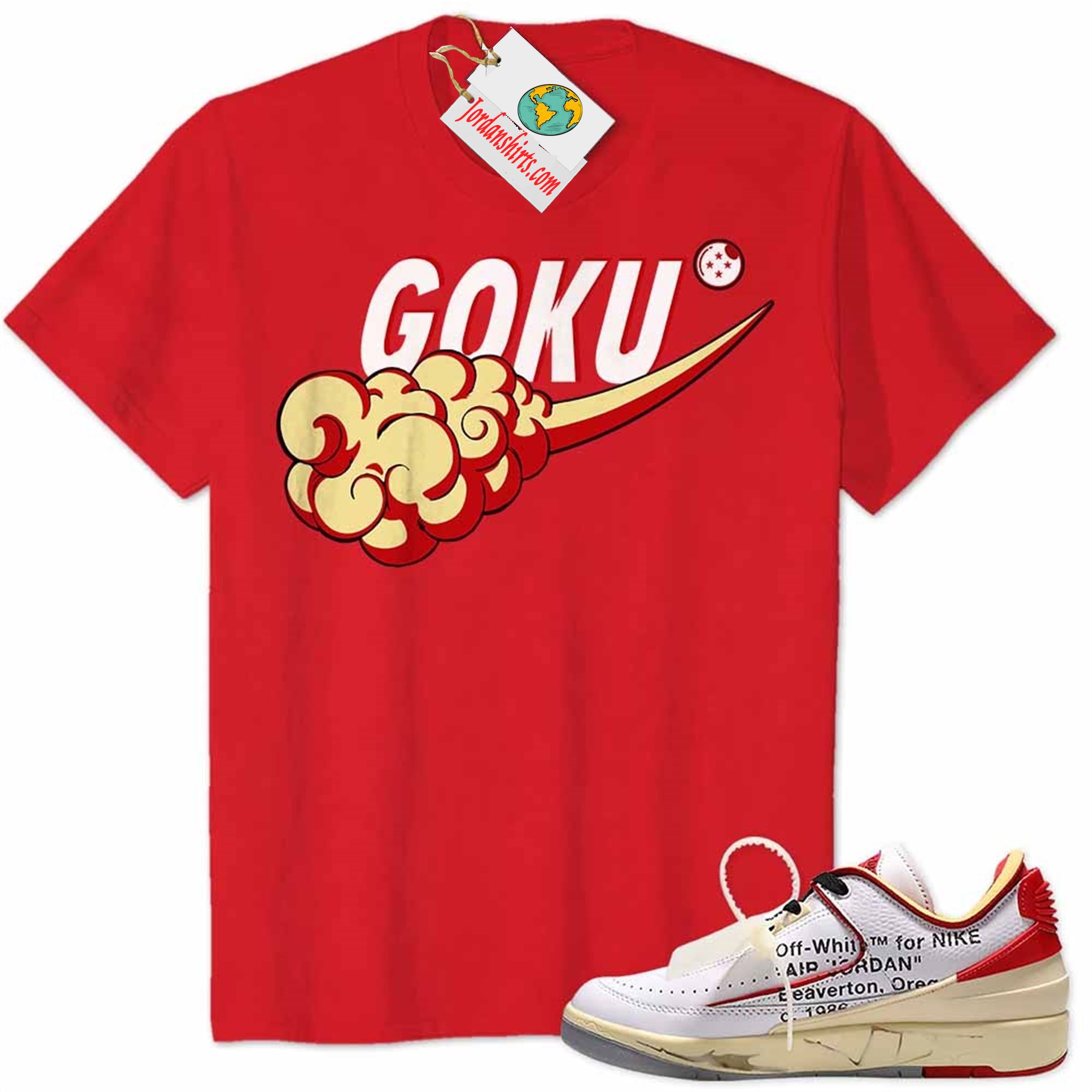Jordan 2 Shirt, Dragonball Z Nike Goku Nimbus Cloud Red Air Jordan 2 Low White Red Off-white 2s Size Up To 5xl