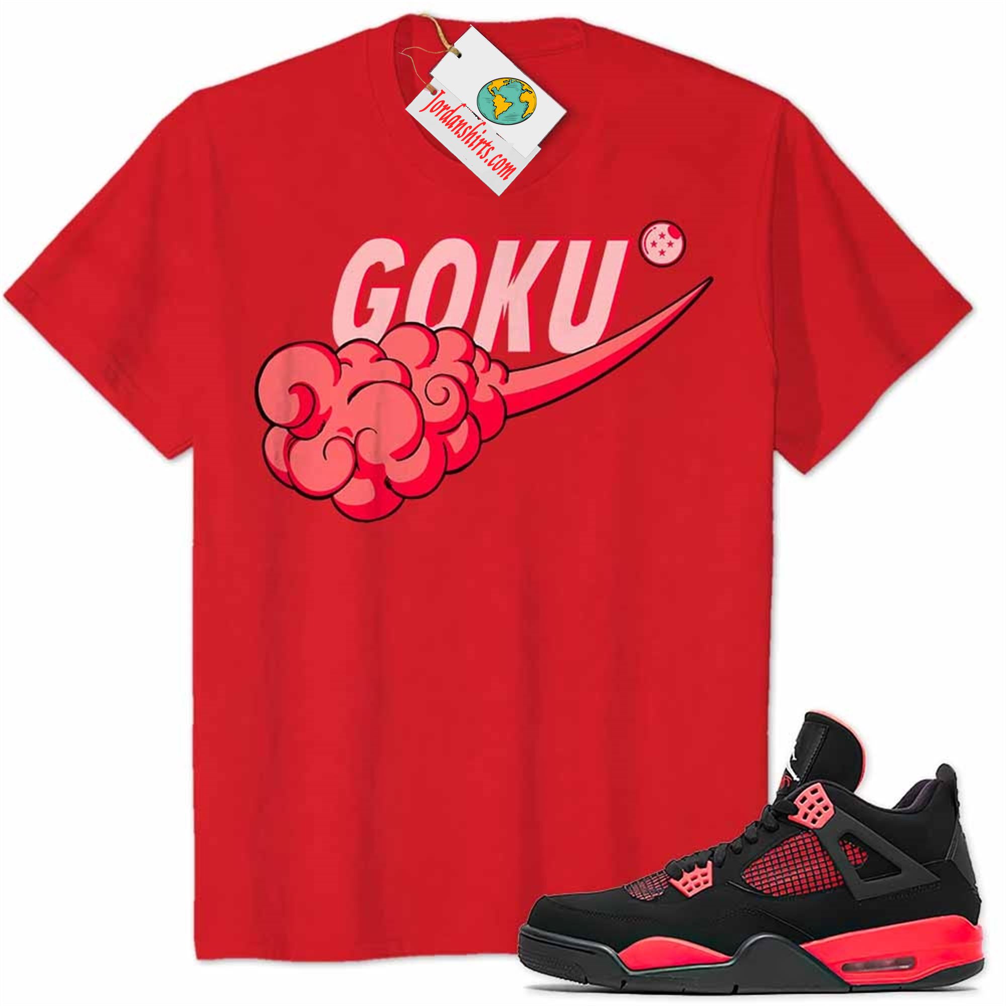 Jordan 4 Shirt, Dragonball Z Nike Goku Nimbus Cloud Red Air Jordan 4 Red Thunder 4s Plus Size Up To 5xl