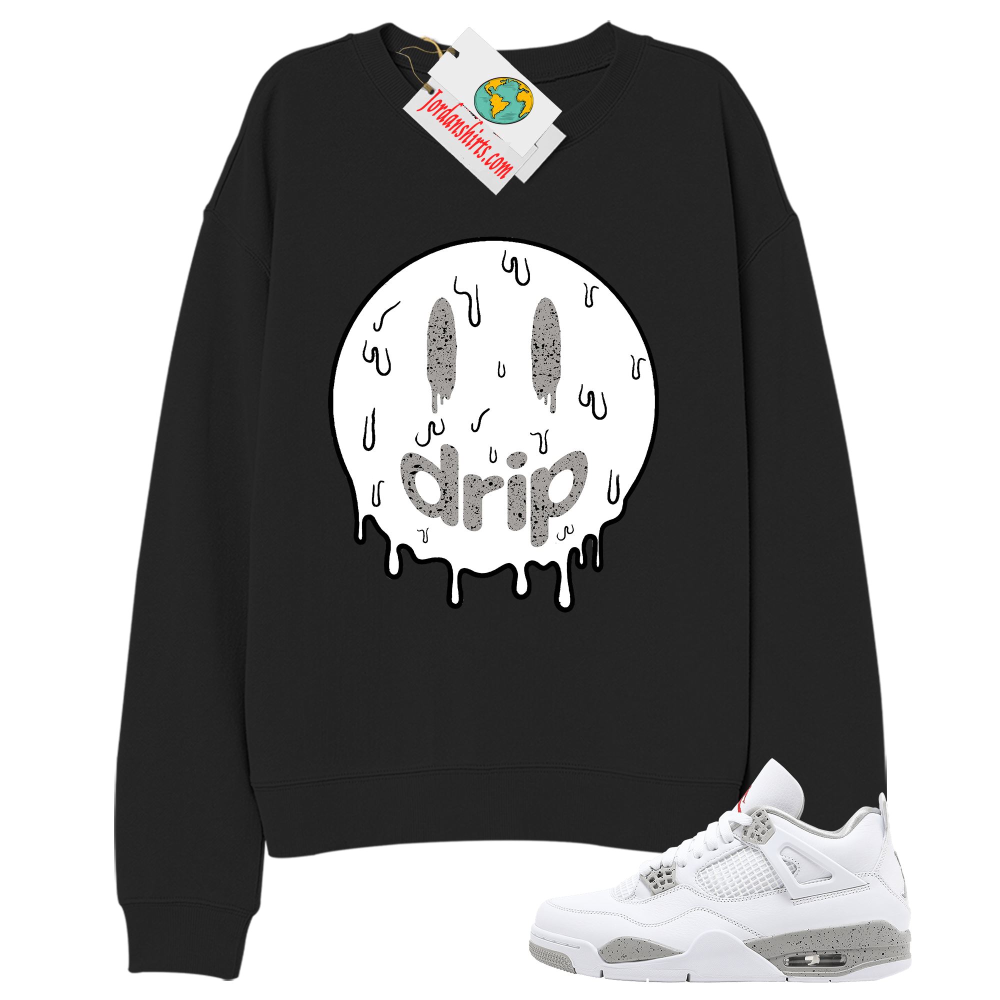 Jordan 4 Sweatshirt, Drip Black Sweatshirt Air Jordan 4 White Oreo 4s Size Up To 5xl